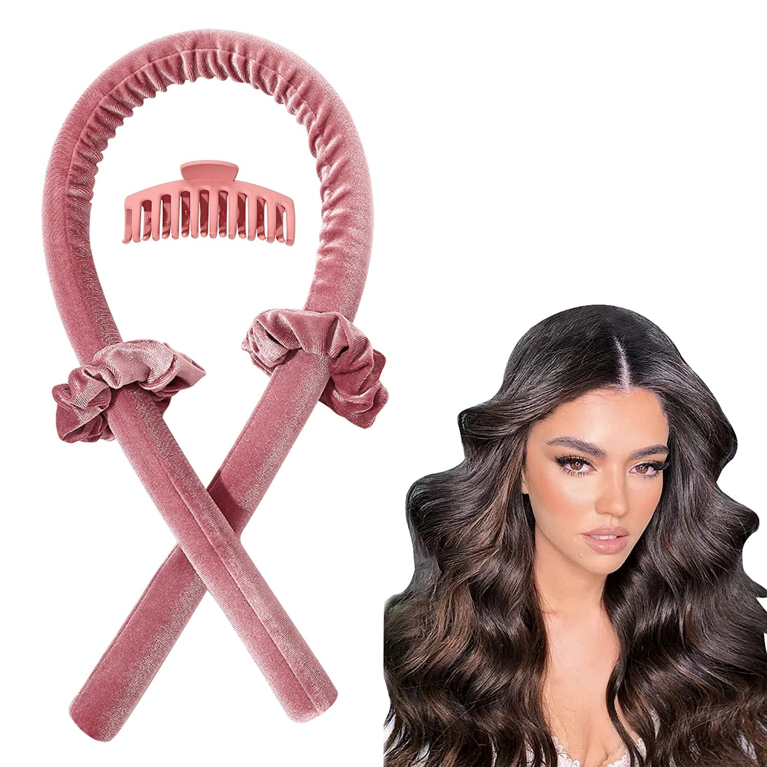 Heatless Hair Rollers for Long Hair - Jumbo Black Velvet Soft Foam Curling Rods | No Heat Overnight Curling Headband | Perfect for Sleeping & Creating Natural Waves | Women's Hair Styling Accessories for Home, Travel & Special Occasions