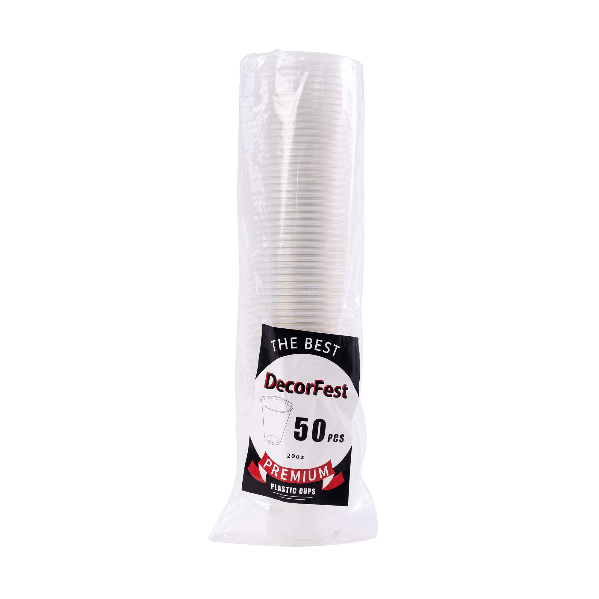 20 oz Clear Plastic Disposable Cold Cups - 50 Count Bulk Pack for Bubble Tea, Iced Coffee, Smoothies & Party Drinks | Perfect for Boba Shops, Cafés, and Home Entertaining