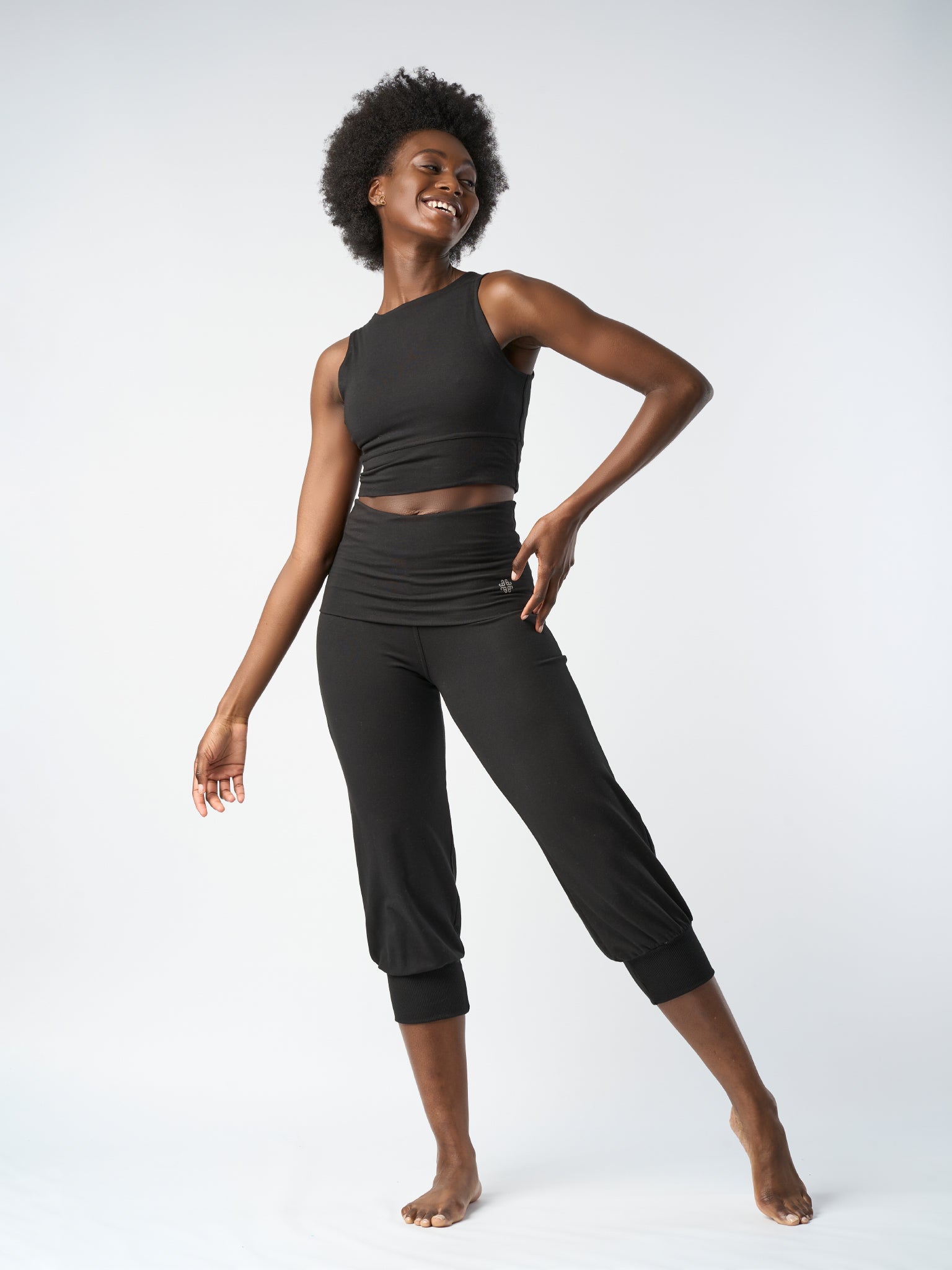 Gossypium Aspire Cropped Harem Pants - Black | Women's Casual Lounge Pants for Yoga, Home & Travel