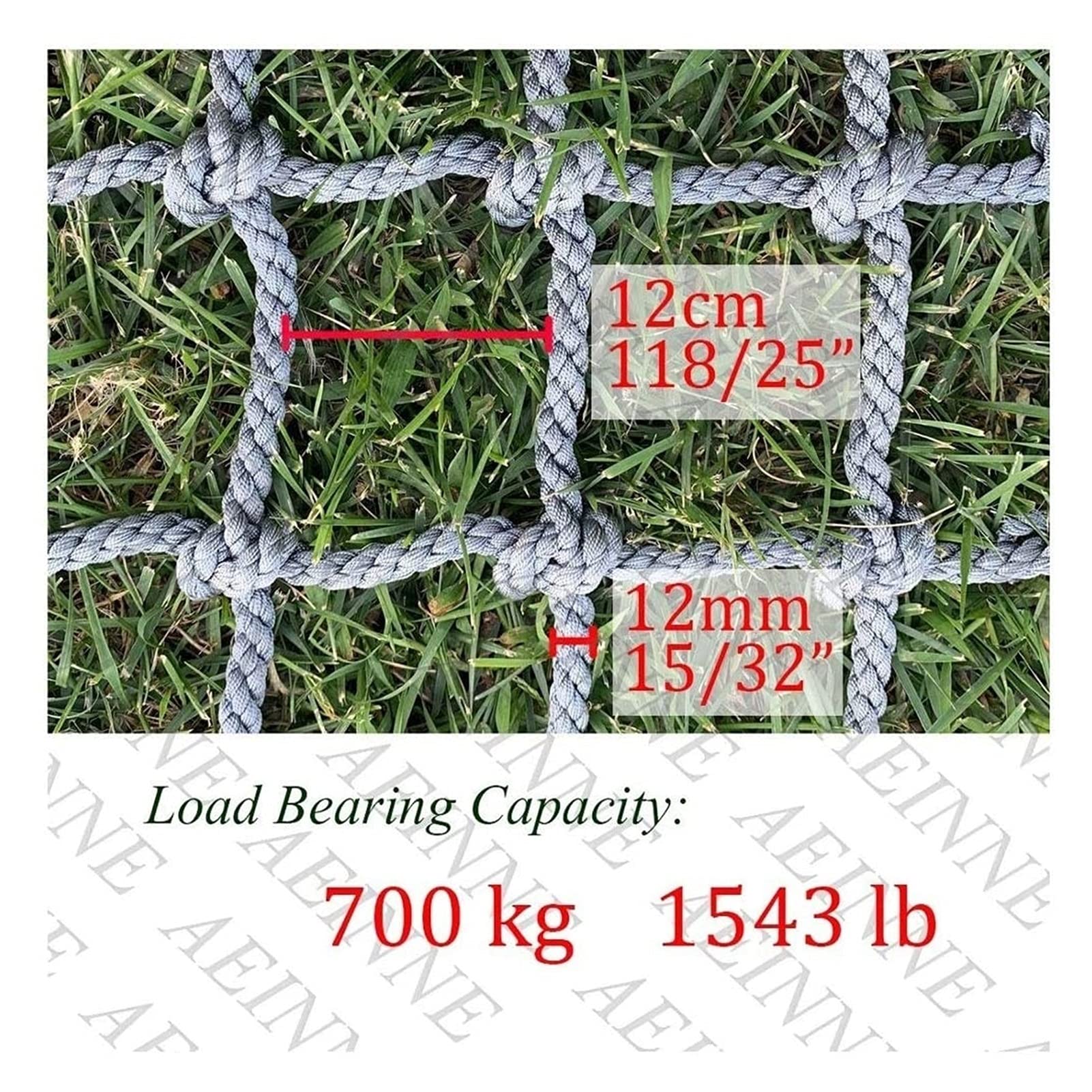 XHP Heavy Duty 12mm Rope Climbing Net for Kids - Indoor/Outdoor Jungle Gym, Treehouse Ladder & Playground Equipment with Secure Knots - Perfect for Backyard, Cargo Nets & Adventure Play Areas