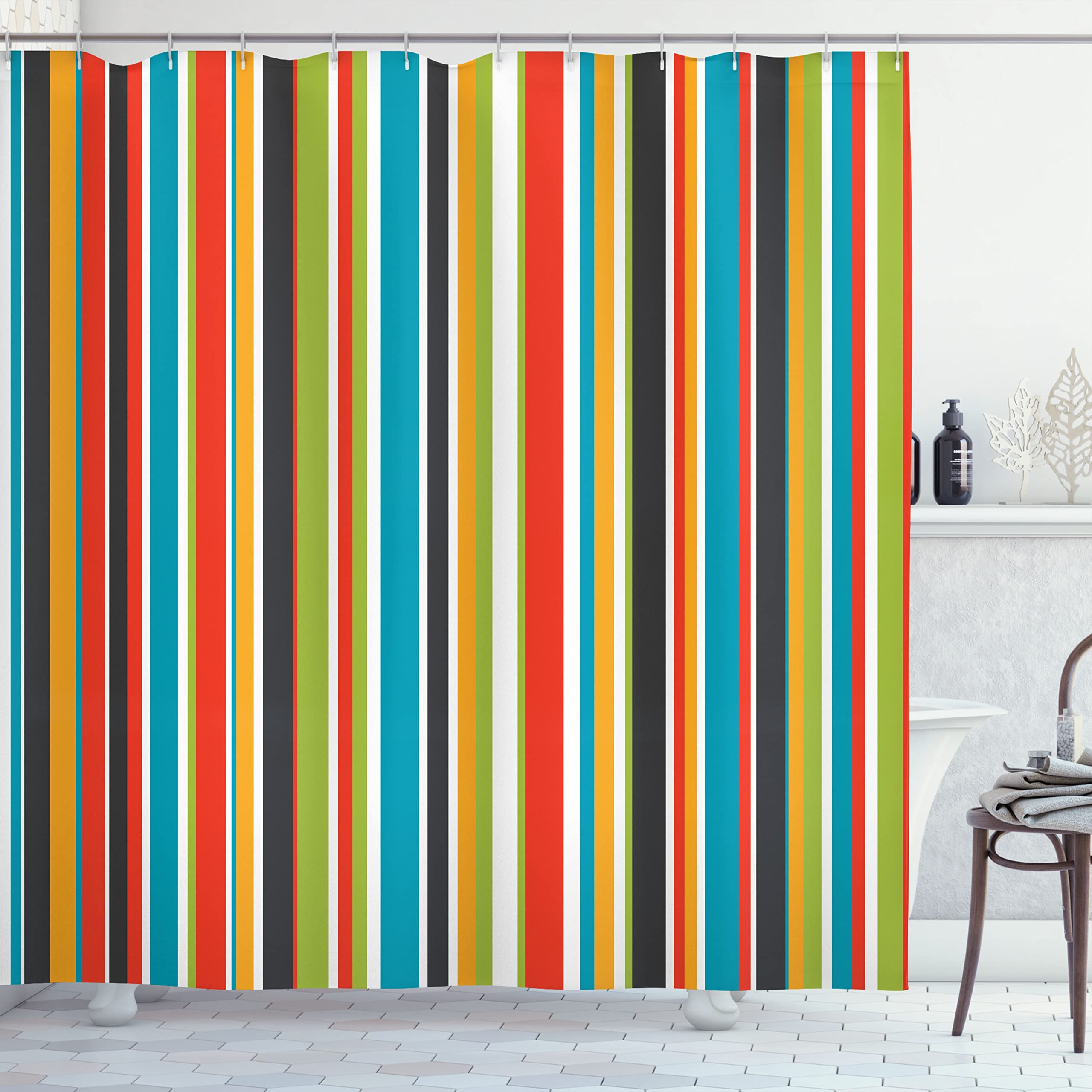 Ambesonne Pastel Shower Curtain - Vertical Striped Classic Design, 69