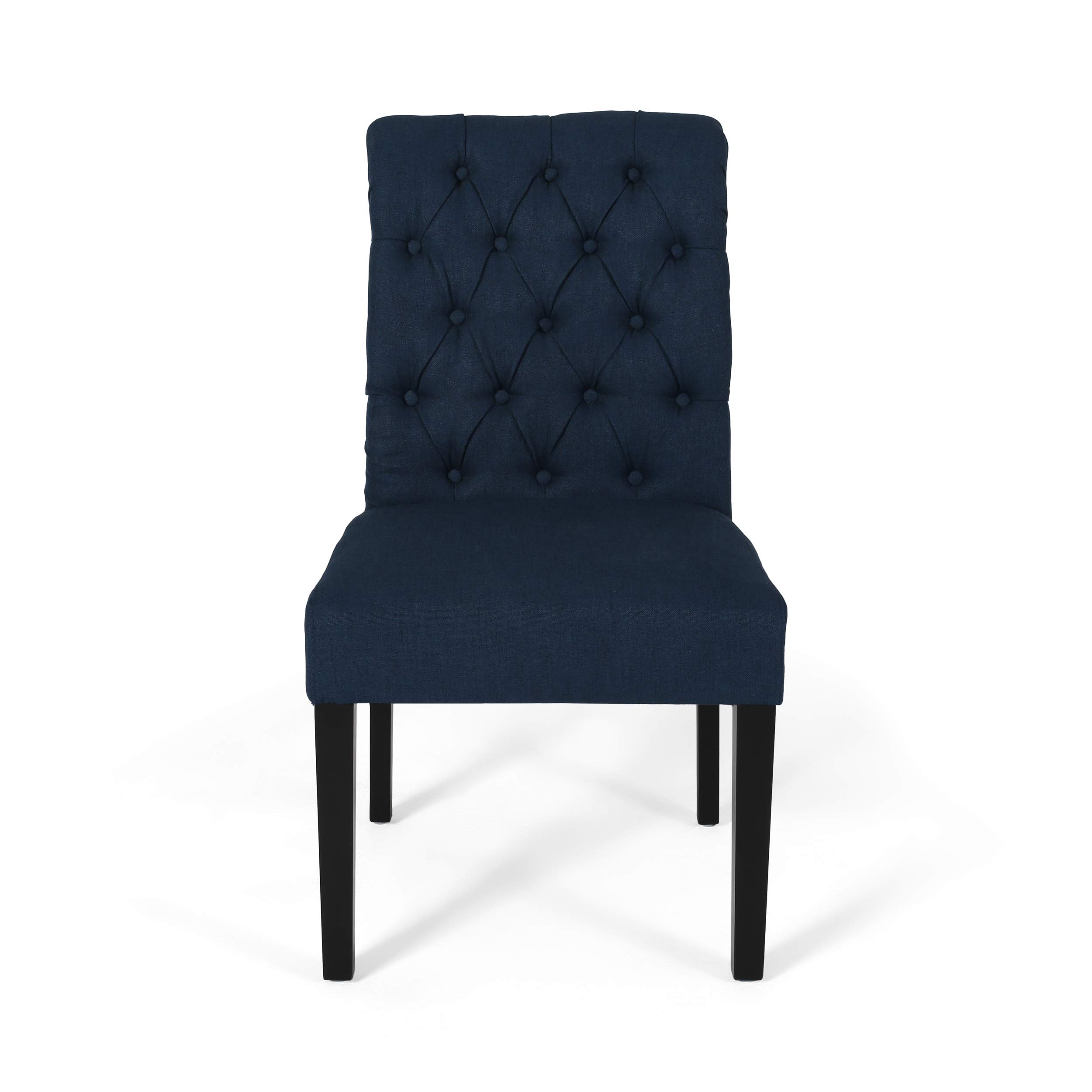 Christopher Knight Home 309099 Navy Blue & Matte Black Dining Chairs - Set of 4 Modern Kitchen Chairs for Dining Room, Kitchen, Breakfast Nook & Restaurant