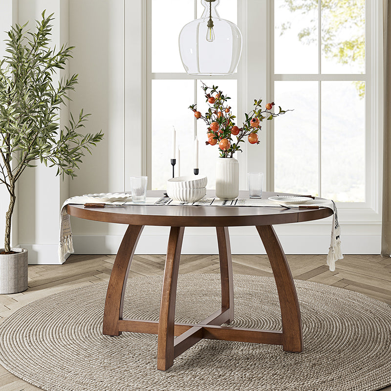 Sherry 54 Inch Solid Wood Round Dining Table - Rustic Farmhouse Style for Kitchen, Dining Room & Outdoor Patio