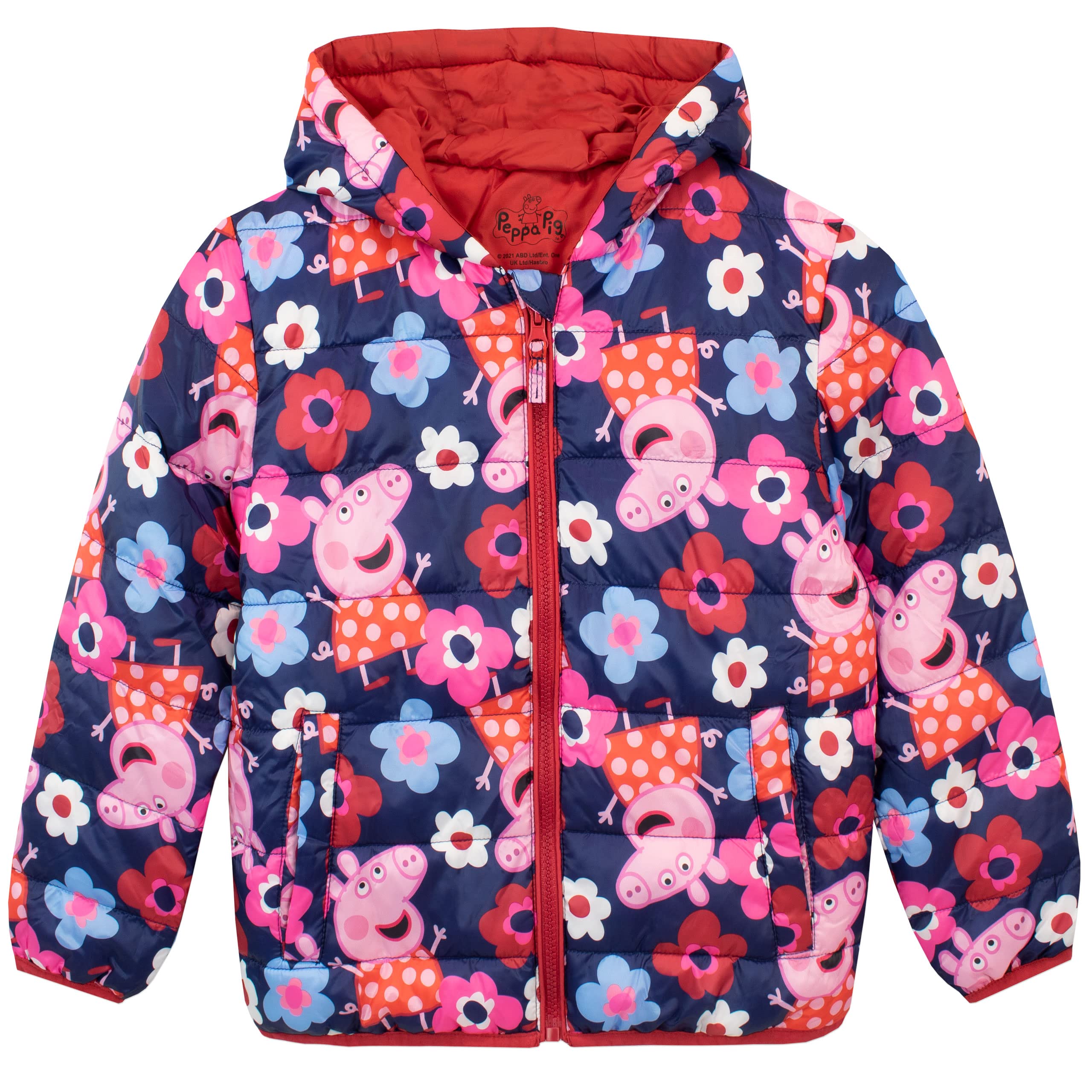 Peppa Pig Girls Winter Coat - Waterproof & Warm Jacket for Kids - Cute Cartoon Character Outerwear for School, Playdates & Outdoor Activities