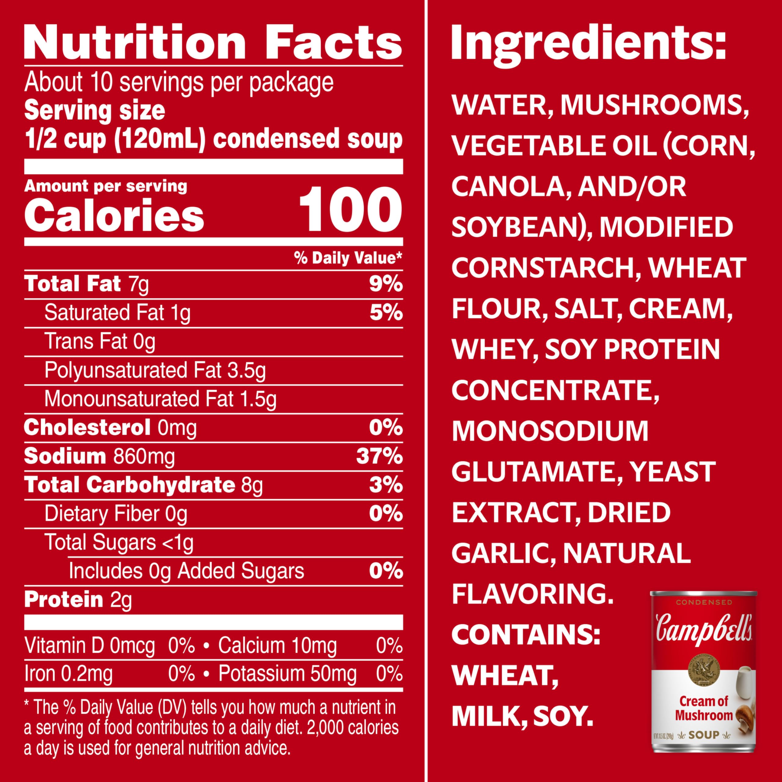 Campbell's Condensed Cream of Mushroom Soup - 10.5 Ounce Can (Pack of 6, 4 Cans Each) | Bulk Pantry Staple for Cooking, Casseroles & Recipes | Quick Meal Prep & Comfort Food Essentials