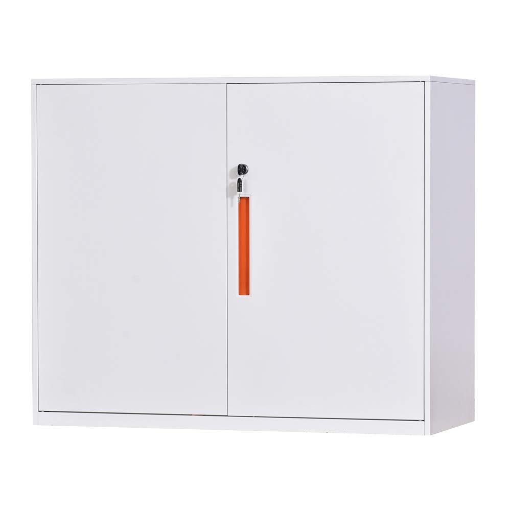 Lockable Small Office File Cabinet with Adjustable Shelf - White Document Storage Cabinet for Home & Office Organization - Perfect for Files, Folders, and Office Supplies Storage