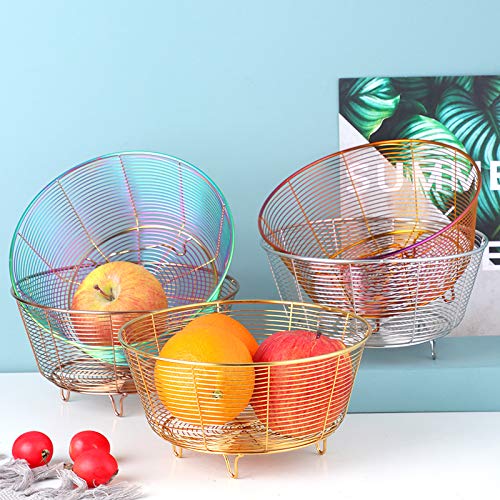Stainless Steel Fruit Basket Bowl for Kitchen - Durable Wire Storage Basket for Fruits, Bread & Vegetables - Sleek Red Design - Perfect for Countertop, Dining Table & Pantry Organization