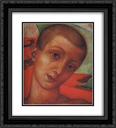 20x22 Black Ornate Framed Art Print - Kuzma Petrov Vodkin Boy Portrait Painting | Museum Quality Double Matted Wall Decor for Living Room, Bedroom & Office