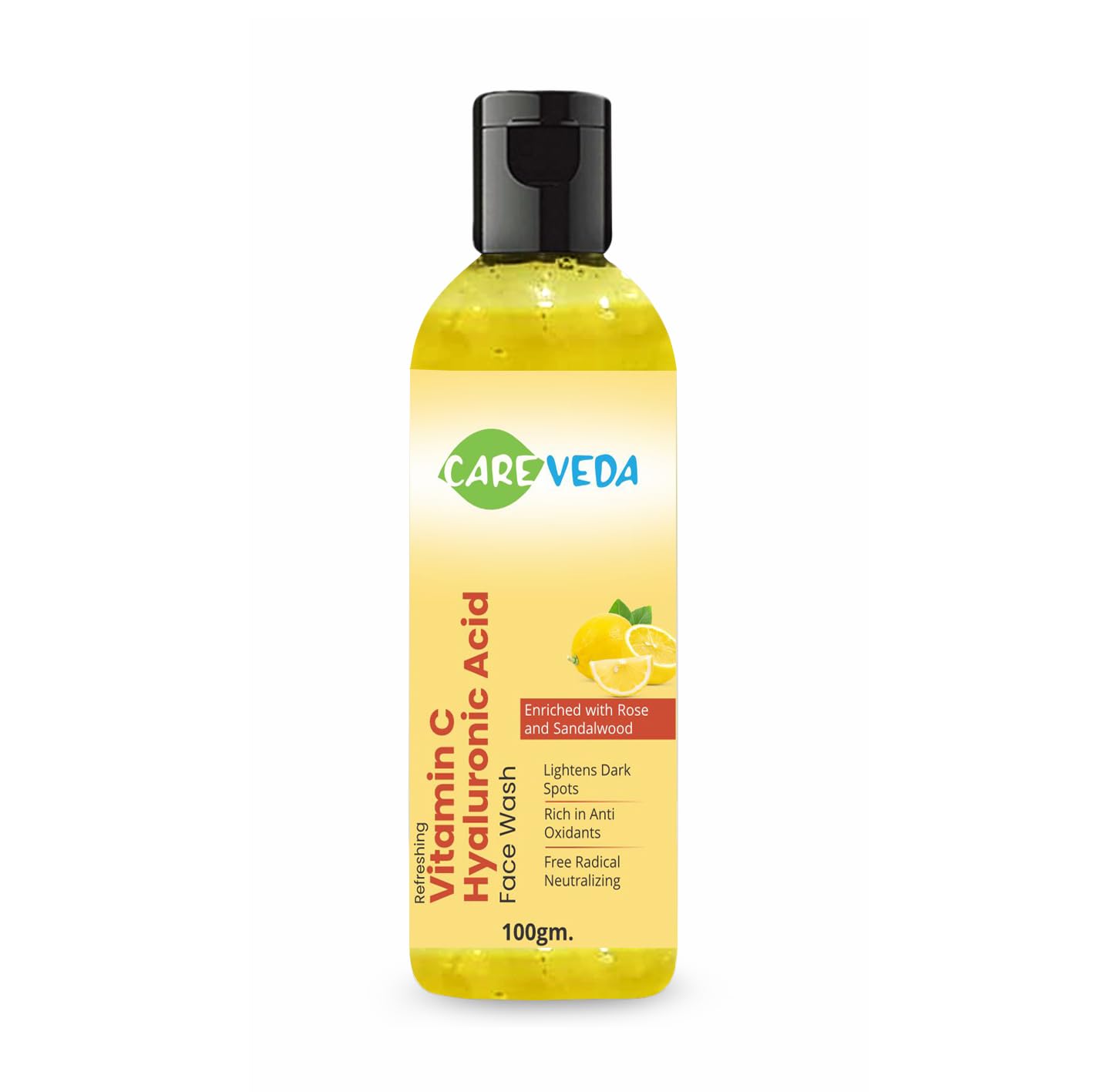 CareVeda GlowGetter Vitamin C & Hyaluronic Acid Face Wash - Refreshing Cleanser for All Skin Types, 100g | Brightening & Hydrating Facial Cleanser for Morning & Night Skincare Routine