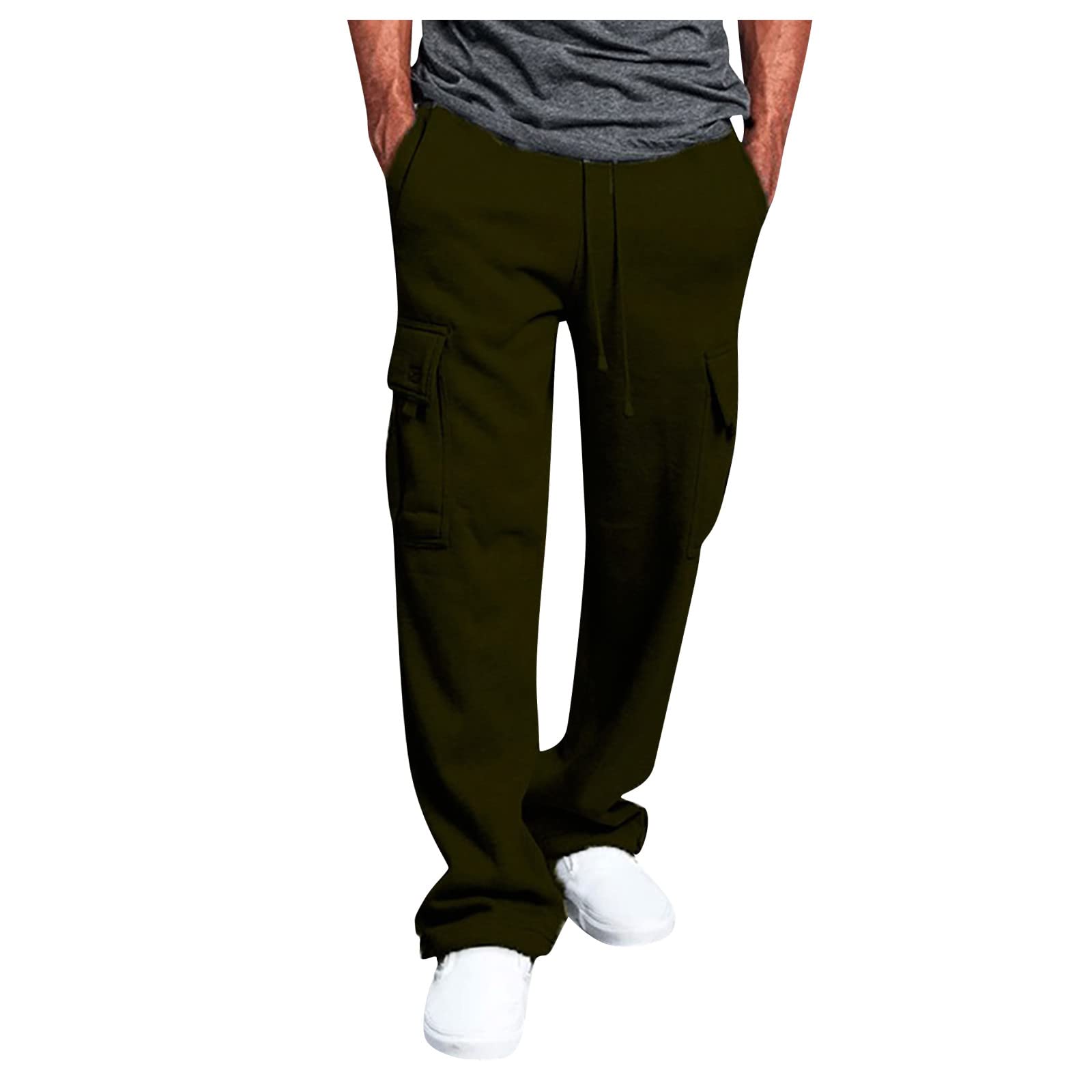 Men's Cargo Pants with Drawstring & Multi-Pockets - Cotton Twill Hiking Pants for Outdoor Adventures, Work & Casual Wear