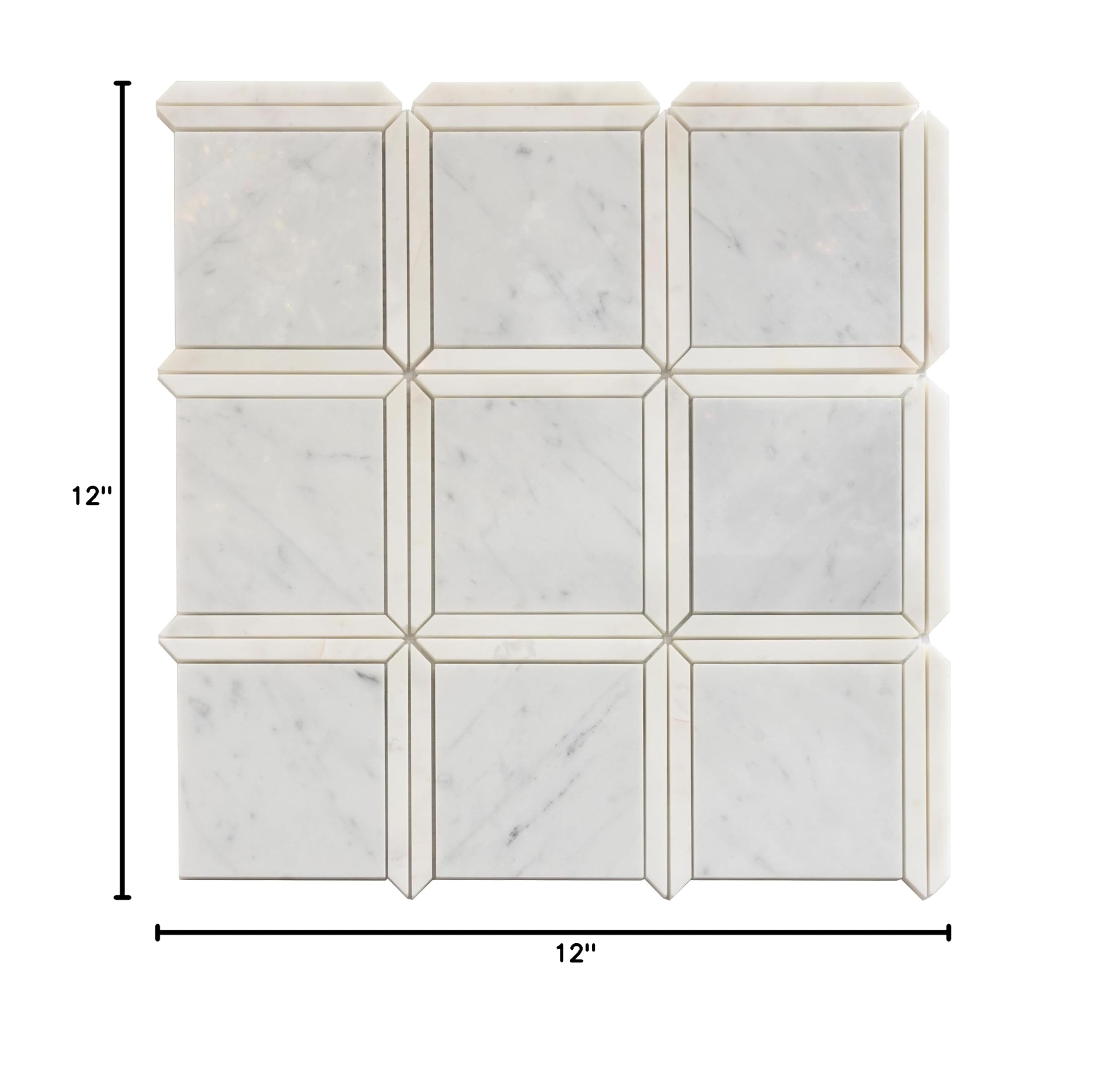 White & Grey Square Marble Mosaic Tile - 12