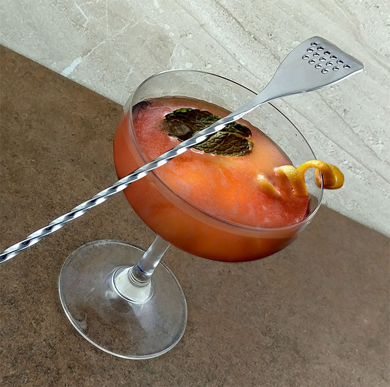 BarConic® Stainless Steel Bar Spoon Strainer - 40cm Cocktail Mixing Tool for Bartenders & Home Bars - Perfect for Mixing, Stirring & Straining Cocktails