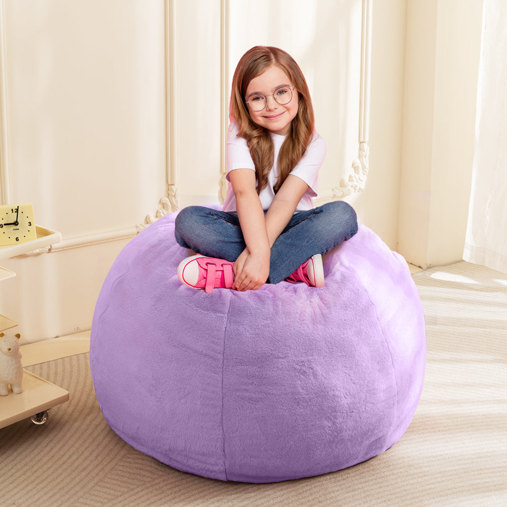 MAXYOYO 2-in-1 Kids Bean Bag Chair & Convertible Floor Pillow Bed - Soft Purple Lounge Seat for Reading, Gaming & Nap Time - Kids Room Decor & Playroom Furniture