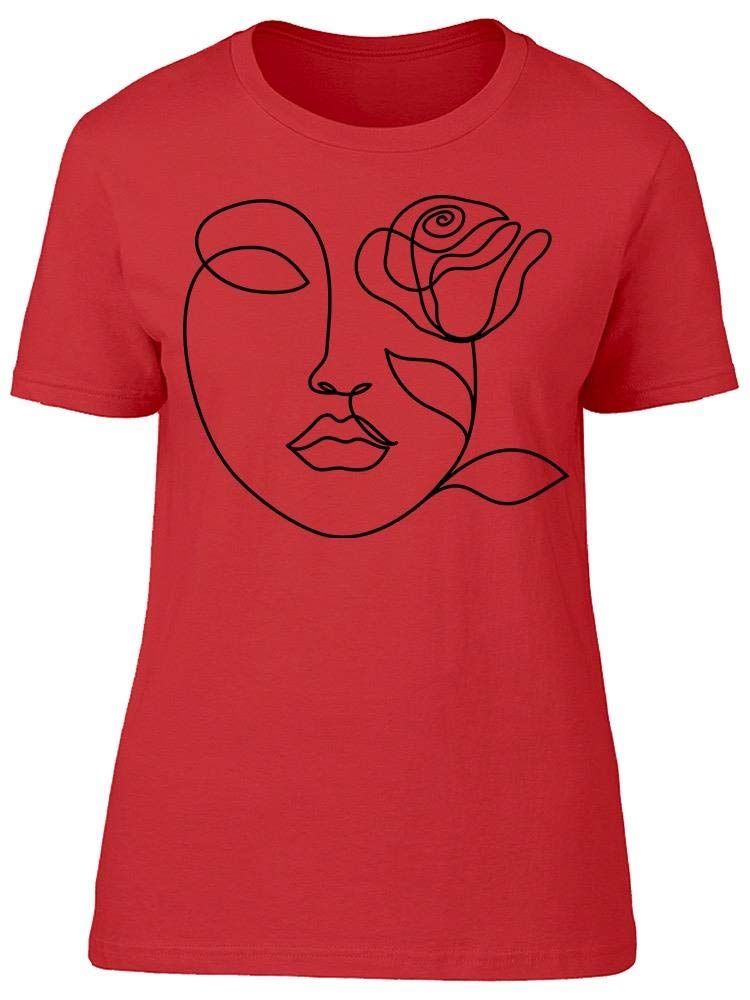 Smartprints Women's Rose Flower Face Graphic T-Shirt - Stylish Casual Tee for Everyday Wear, Outings & Gifts