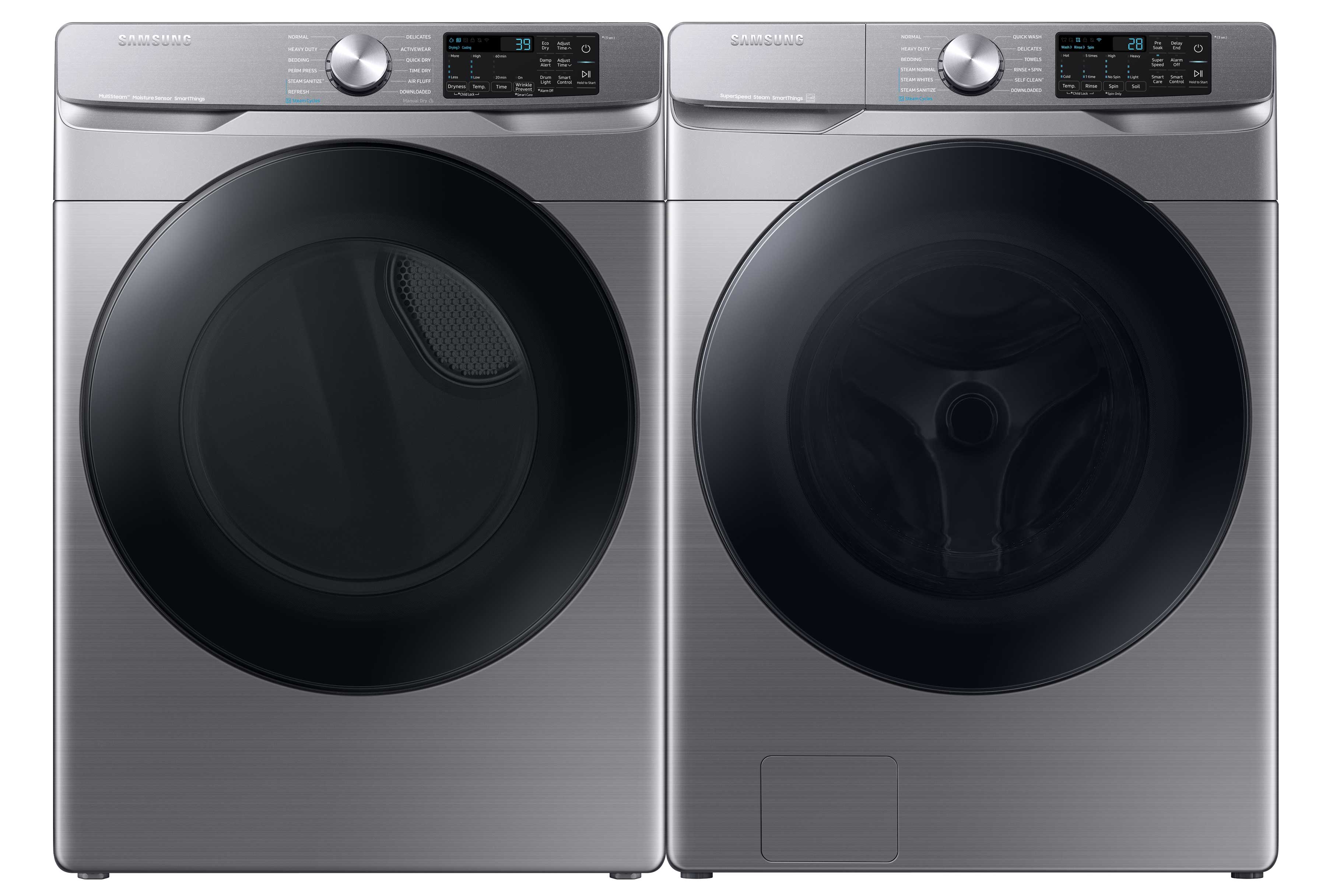 Samsung WF45B6300AP 5.2 cu.ft Front Load Washer & DVE45B6305P 7.5 cu.ft Electric Dryer Set - Energy Efficient Platinum Laundry Pair for Large Families, Perfect for Home & Apartment Use