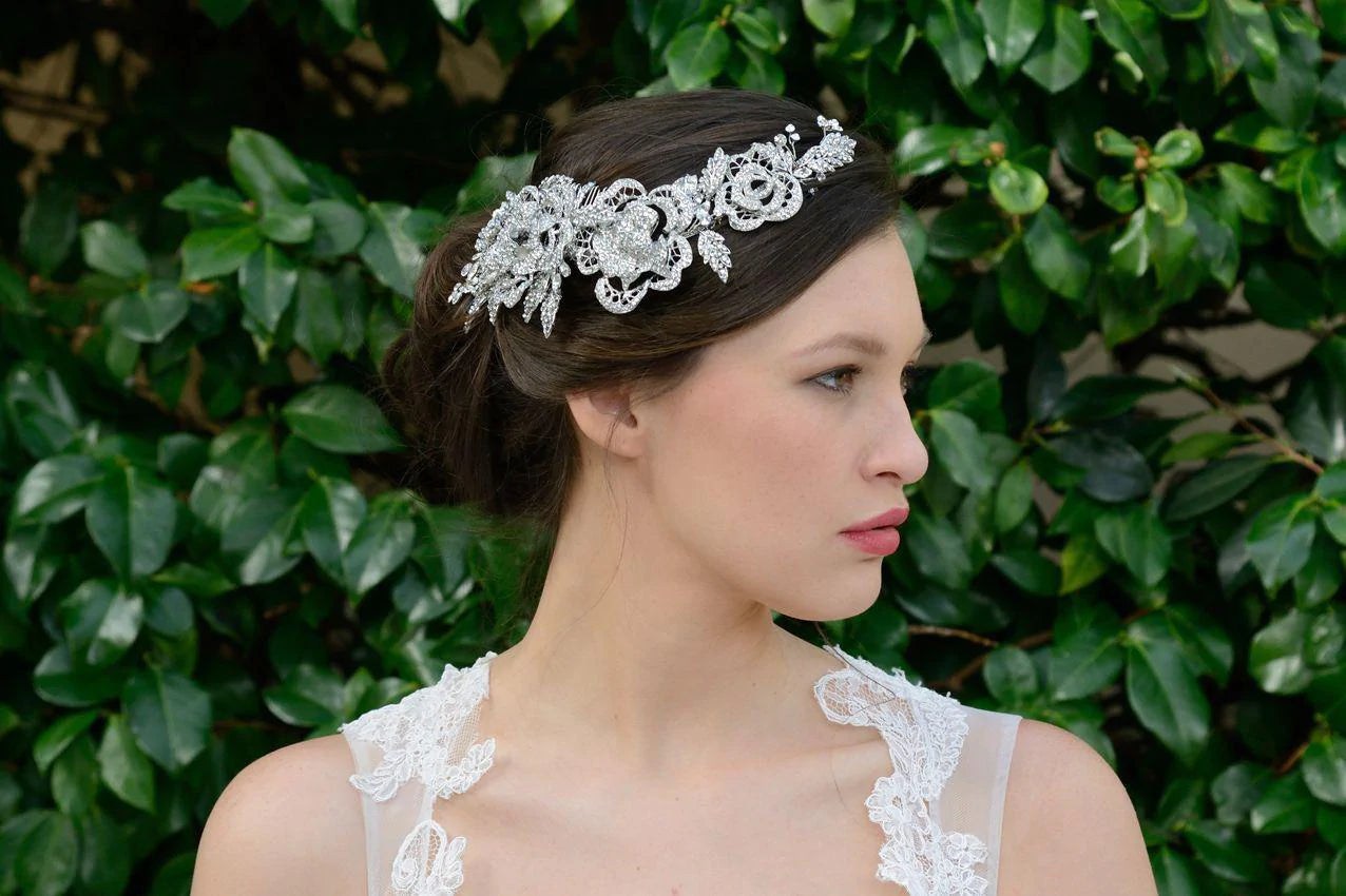 Ivory and Co Brides Floral Hair Comb - Silver Wedding Hair Accessory with Austrian Crystals for Brides, Bridesmaids & Prom | Elegant Hair Jewelry for Weddings, Parties & Special Occasions
