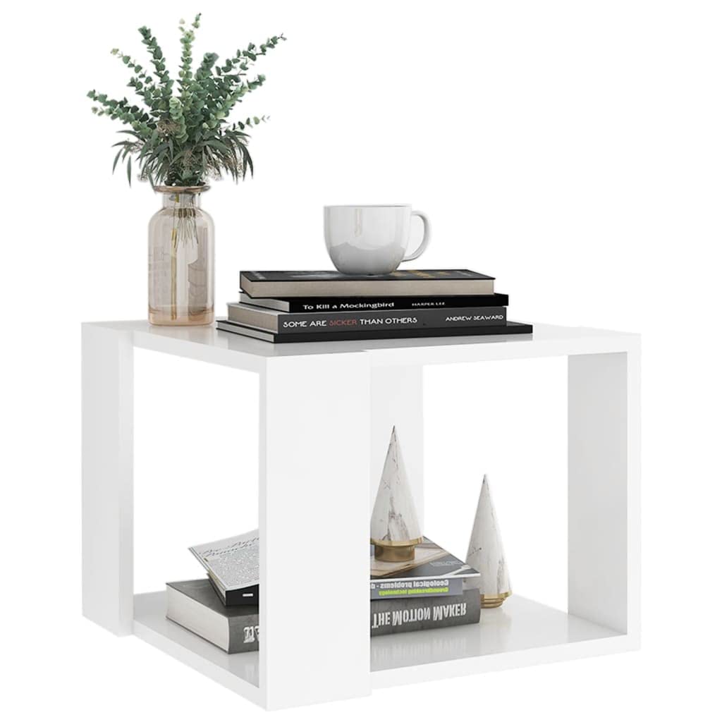 CHARMMA White Coffee Table 16x16x12 Inches - Lightweight Chipboard (5.35KG) - Perfect for Living Room, Bedroom & Small Spaces