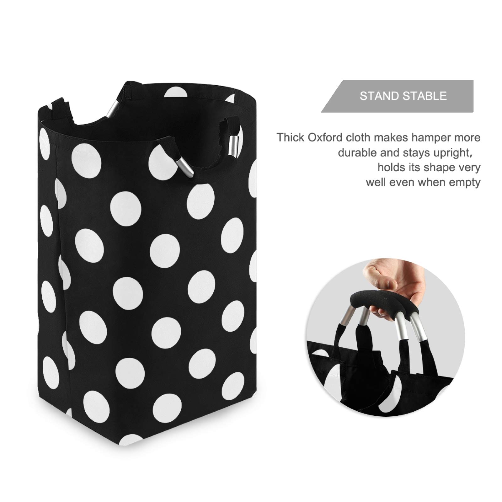 Large Collapsible Laundry Hamper Basket with Handles - Classic Polka Dot Pattern Storage Bin for Clothes, Toys & Organizing | Perfect for Bathroom, Bedroom, Nursery & Kids Room Organization