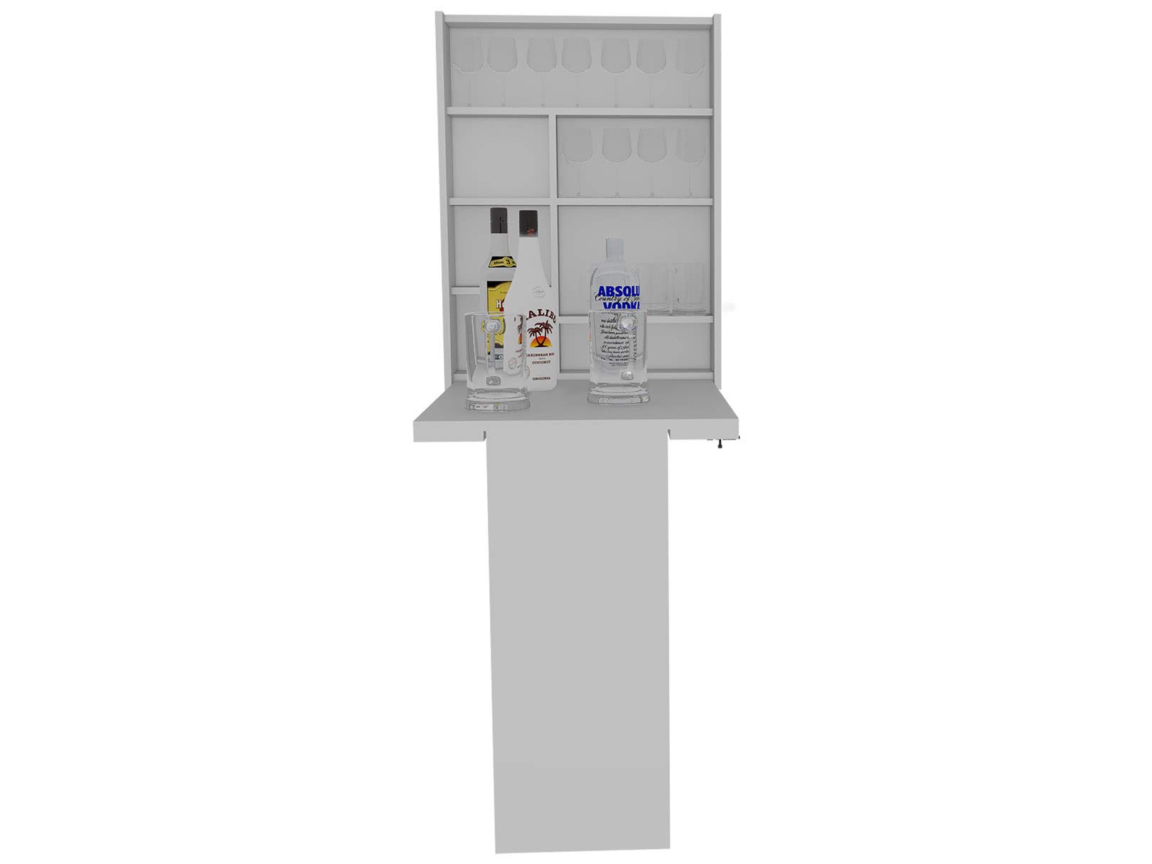 Foldable Wall Mounted Table with 7 Shelves - White Toscana Style for Small Spaces, Home Office & Kitchen Organization | Space Saving Furniture for Apartments & Dorm Rooms