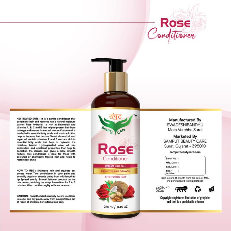 Rose Hair Conditioner for Oily Scalp - Promotes Hair Growth & Strengthens Hair | Ideal for Daily Use & Damaged Hair Care