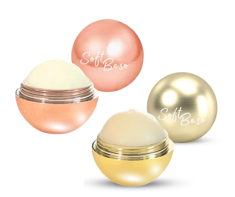 Vanilla Rose Gold & Gold Vegan Lip Repair Balm Duo - SoftBeso Moisturizing Lip Care with Clean Ingredients for Dry, Chapped Lips | Mother's Day Gift Set, Daily Hydration & Night Treatment