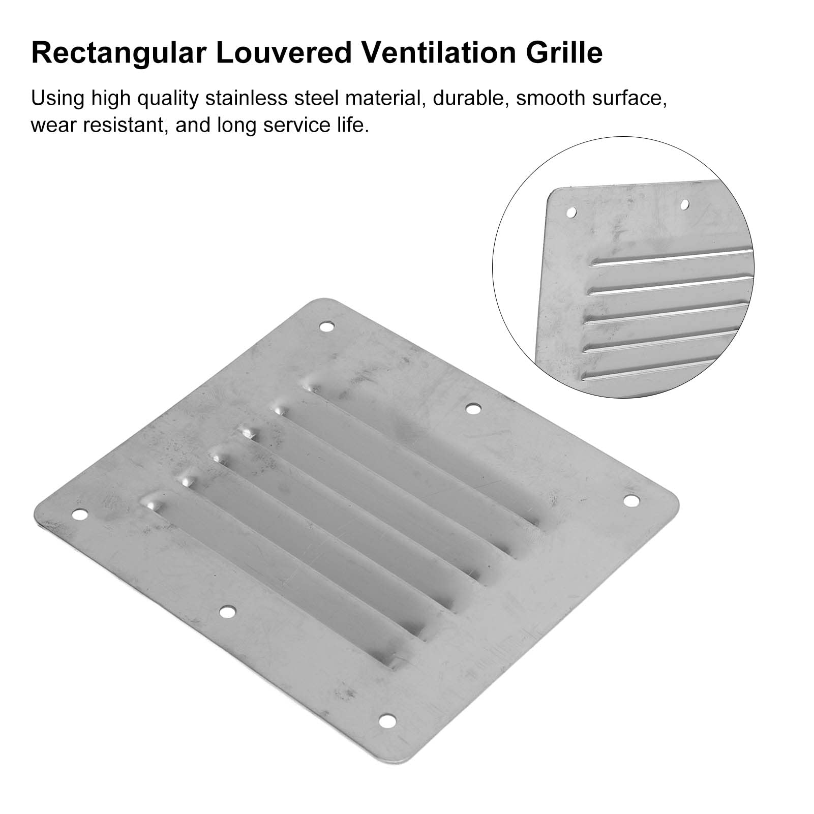 Stainless Steel Rectangular Louvered Air Vent Grill - Marine Boat Ventilation Cover for Cabin, Engine Room & Bilge Airflow