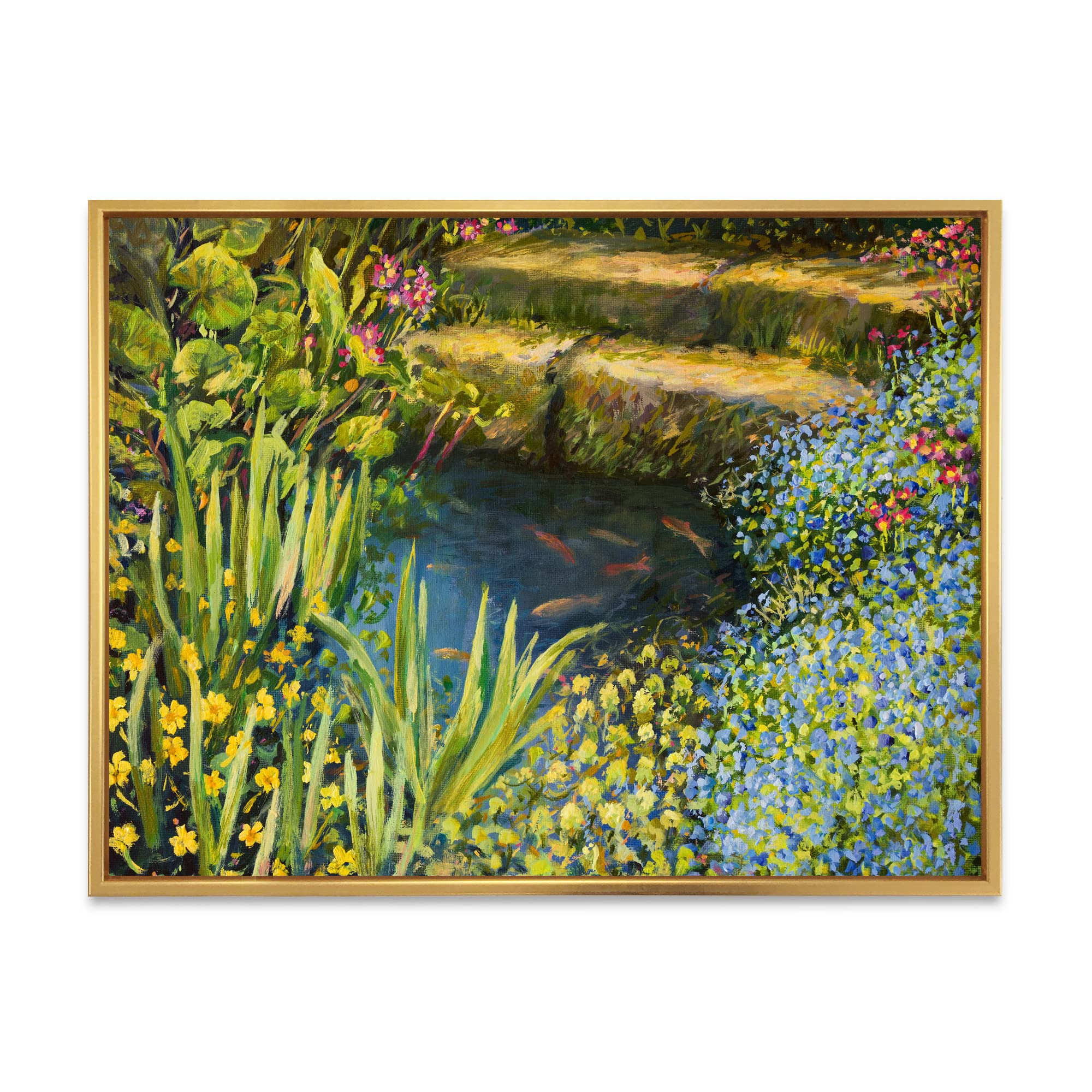 DesignQ Colorful Silence At The Lake Side - Lake House Framed Canvas Wall Art Print - Perfect for Living Room, Bedroom & Office Decor
