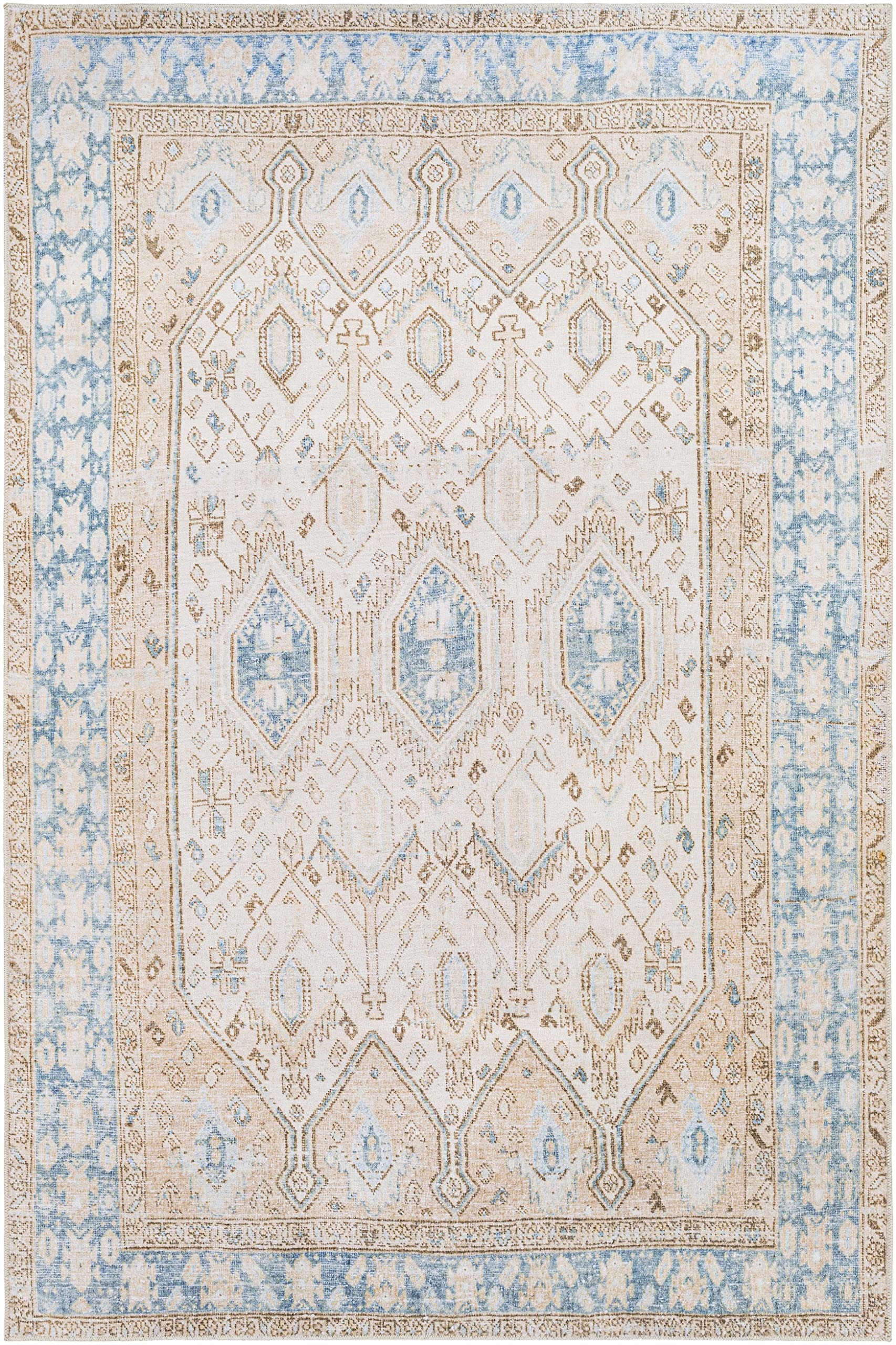 Hauteloom Buayan Machine Washable Area Rug 4' x 6' - Soft Gray & Brown Modern Rug for Living Room, Bedroom - Perfect for Home Decor, Apartment, Dorm & Office Spaces