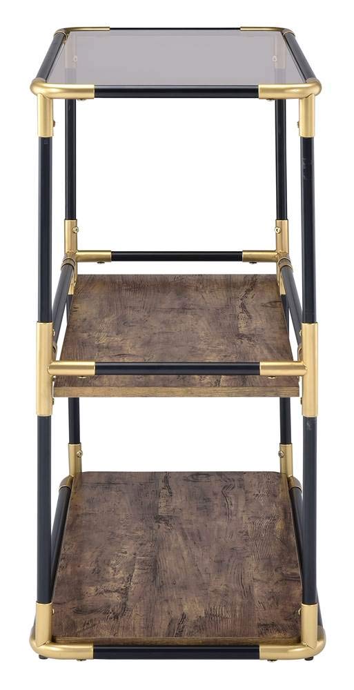 ACME Furniture Heleris Console Table - Black & Gold with Smoky Glass Top | Entryway, Living Room, Hallway Decor for Modern Home