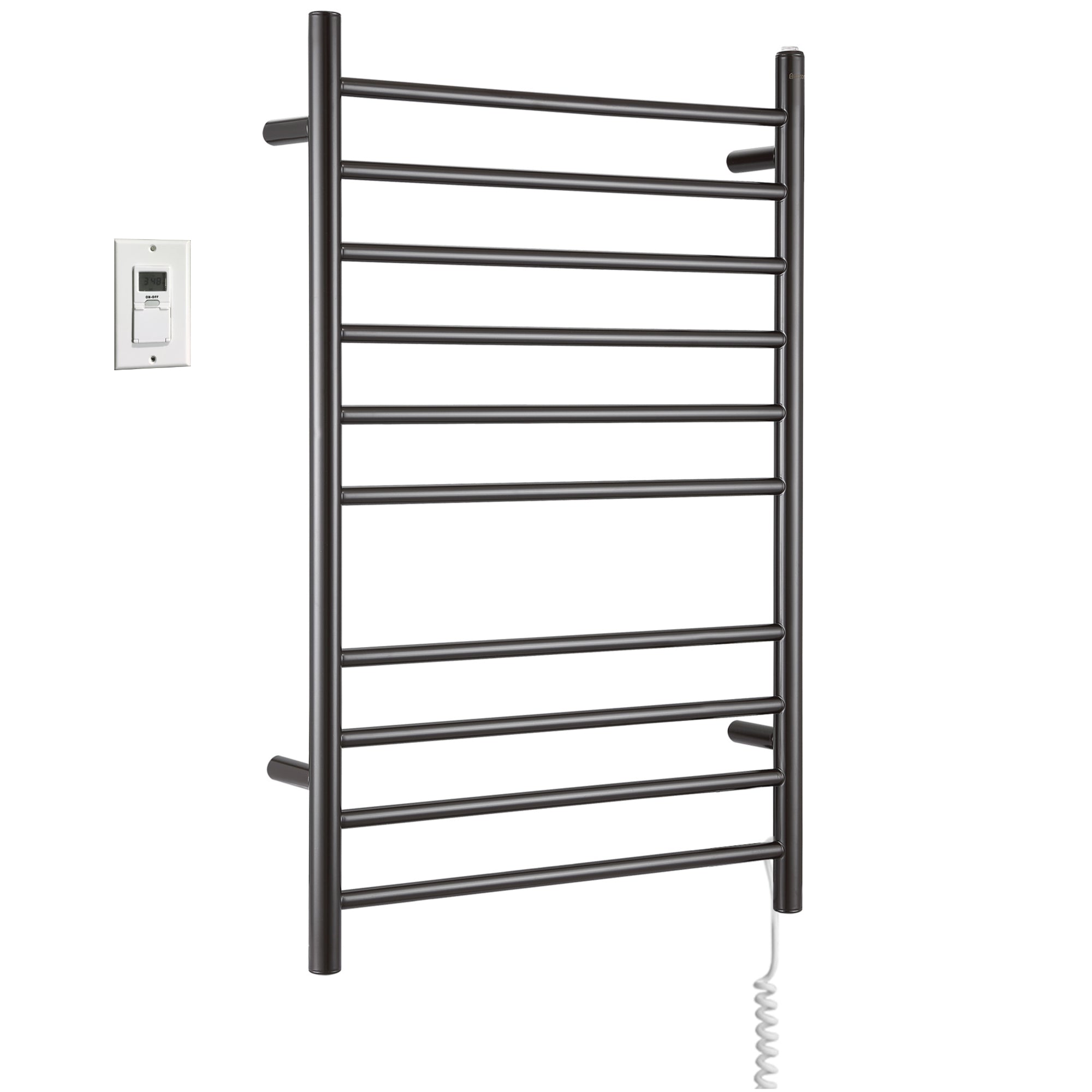 Ancona Novara Dual 10 Bar Hardwire & Plug-in Wall Mounted Towel Warmer with Timer - Oil Rubbed Bronze Finish | Perfect for Bathrooms, Spas & Luxury Home Heating