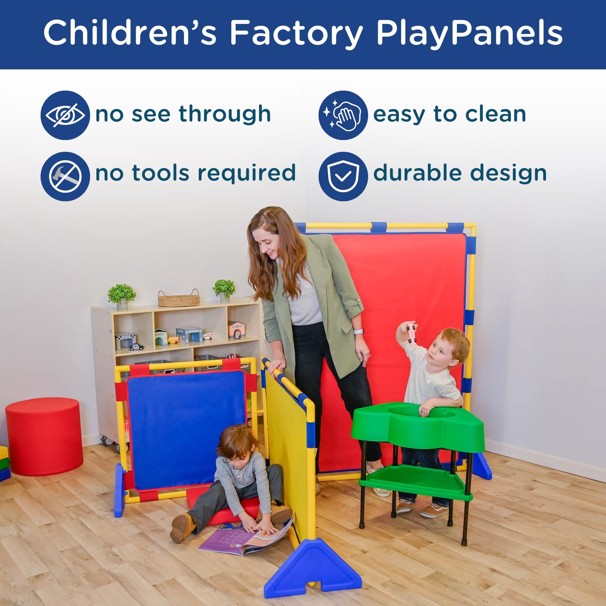Children's Factory Big Screen PlayPanel - Kids Room Divider & Classroom Privacy Screen in Sky Blue | Perfect for Daycare Centers, Preschools & Home Play Areas