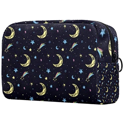Shiny Moon Waterproof Travel Makeup Bag for Women - Portable Cosmetic Organizer with Stylish Print, Perfect for Gym, Vacation & Daily Use