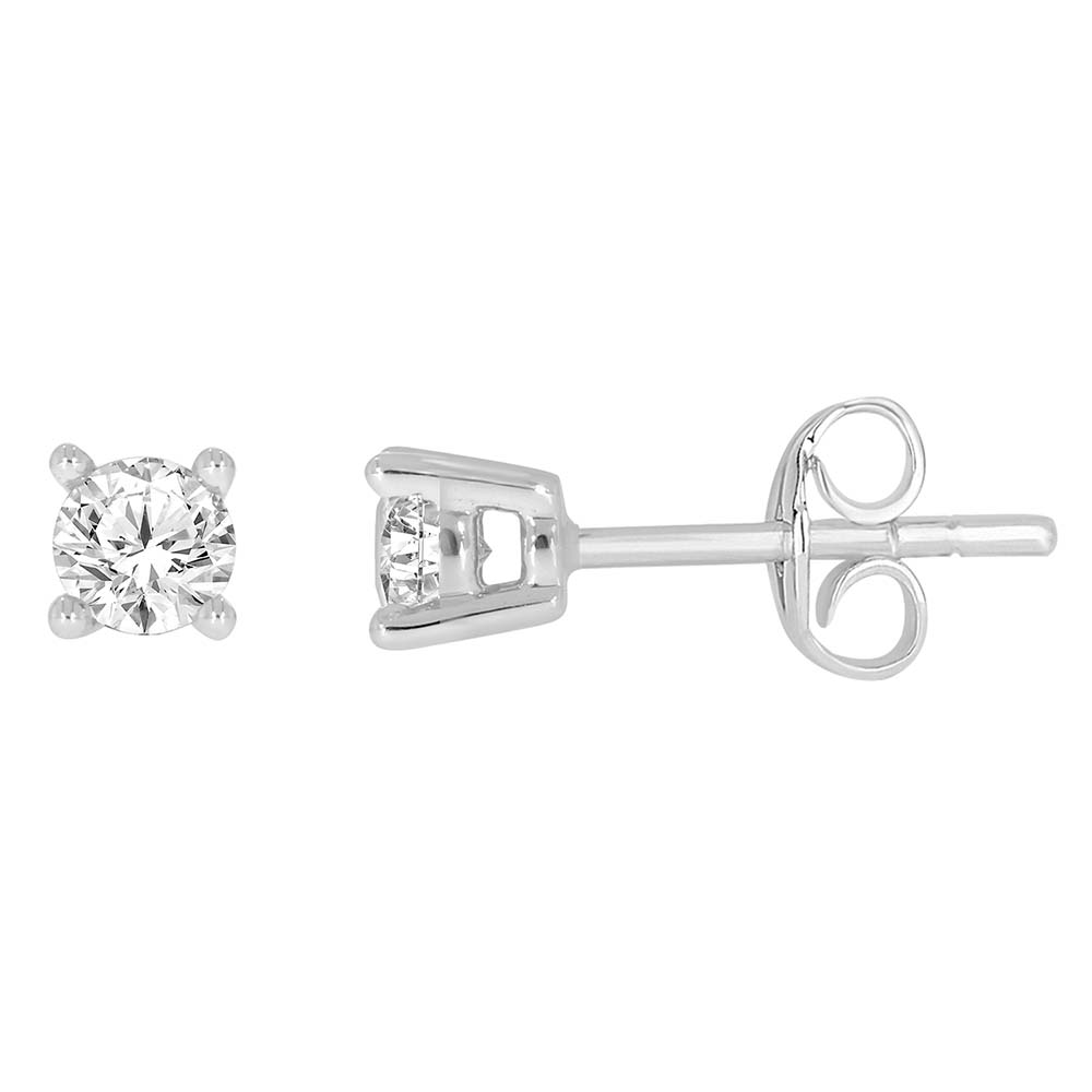 9ct White Gold 0.30 Carat Diamond Stud Earrings for Women - Classic Round Cut Diamond Earrings for Everyday Wear & Special Occasions