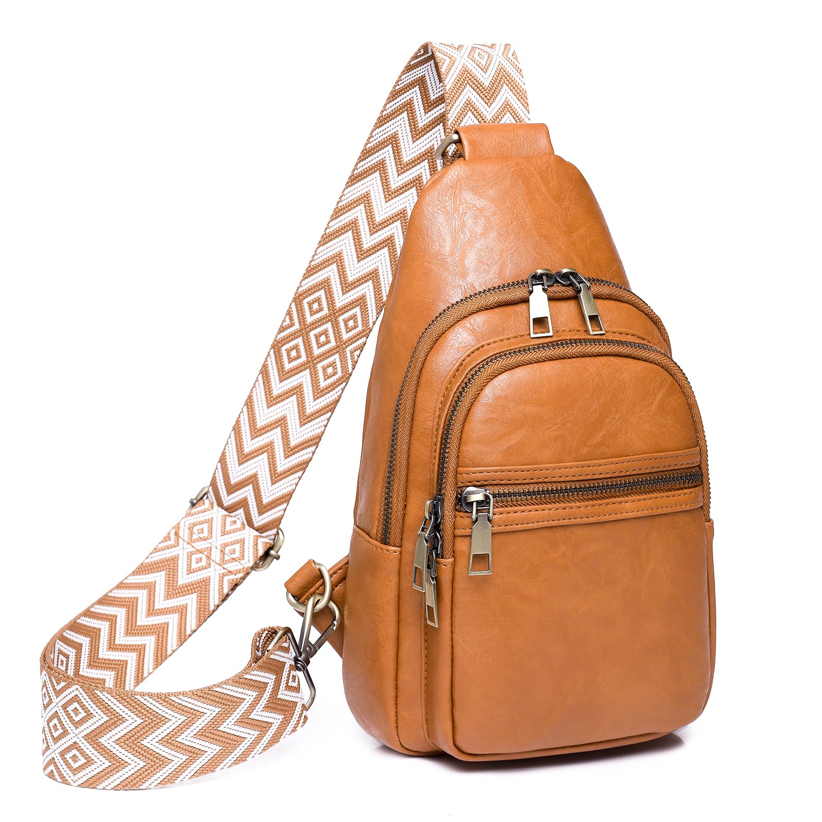 KFXFENQ Women's PU Leather Sling Bag - Fashion Crossbody Backpack & Multipurpose Chest Purse for Daily Use, Travel, Work, and Outdoor Activities