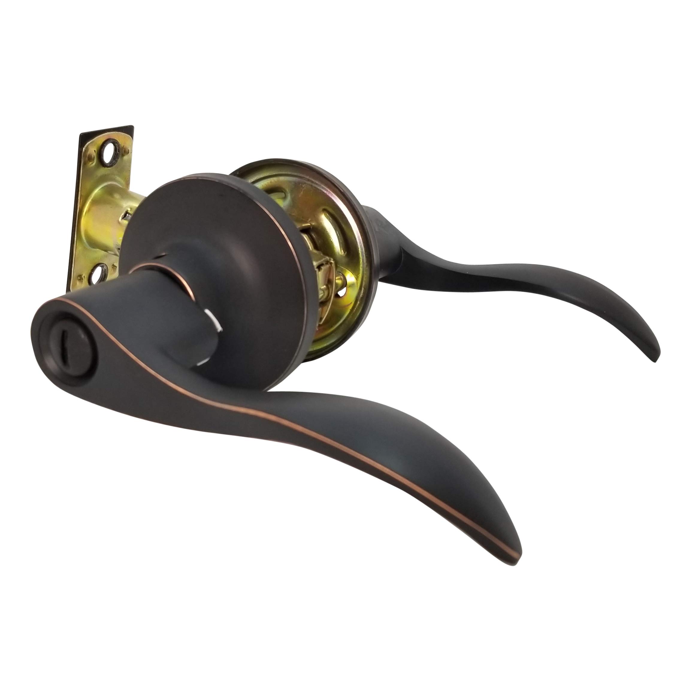 Wave Style Oil-Rubbed Bronze Privacy Bedroom & Bathroom Door Lock Lever Handle - Perfect for Home, Office, and Hotel Interior Doors