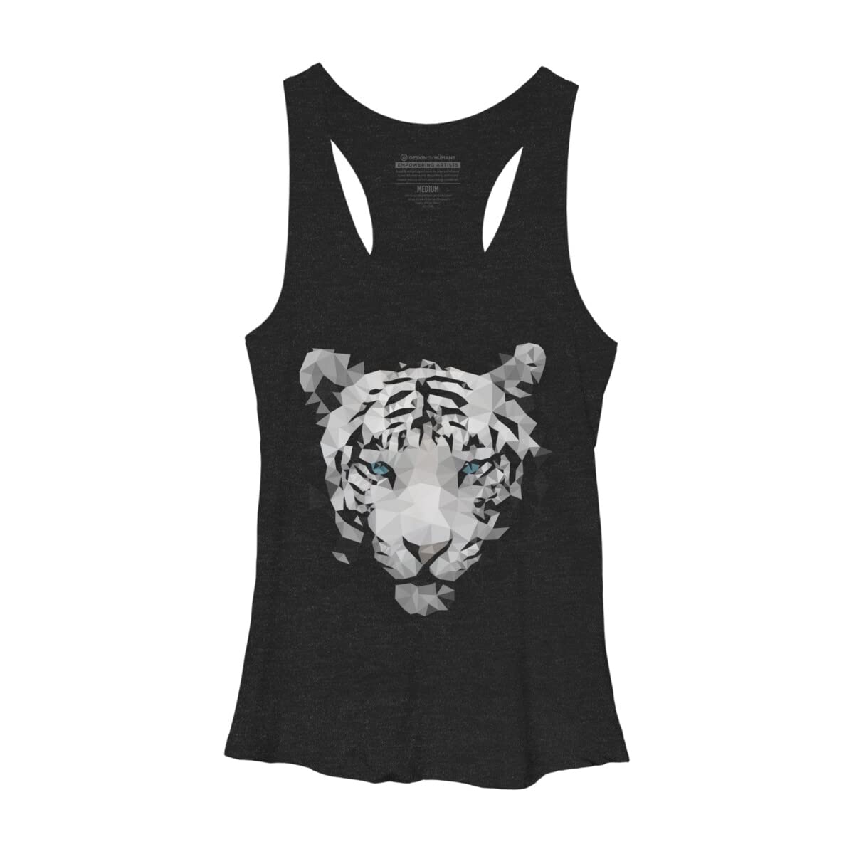 Design By Humans Women's White Tiger Graphic Racerback Tank Top - Soft Breathable Workout Shirt for Yoga, Gym & Casual Wear