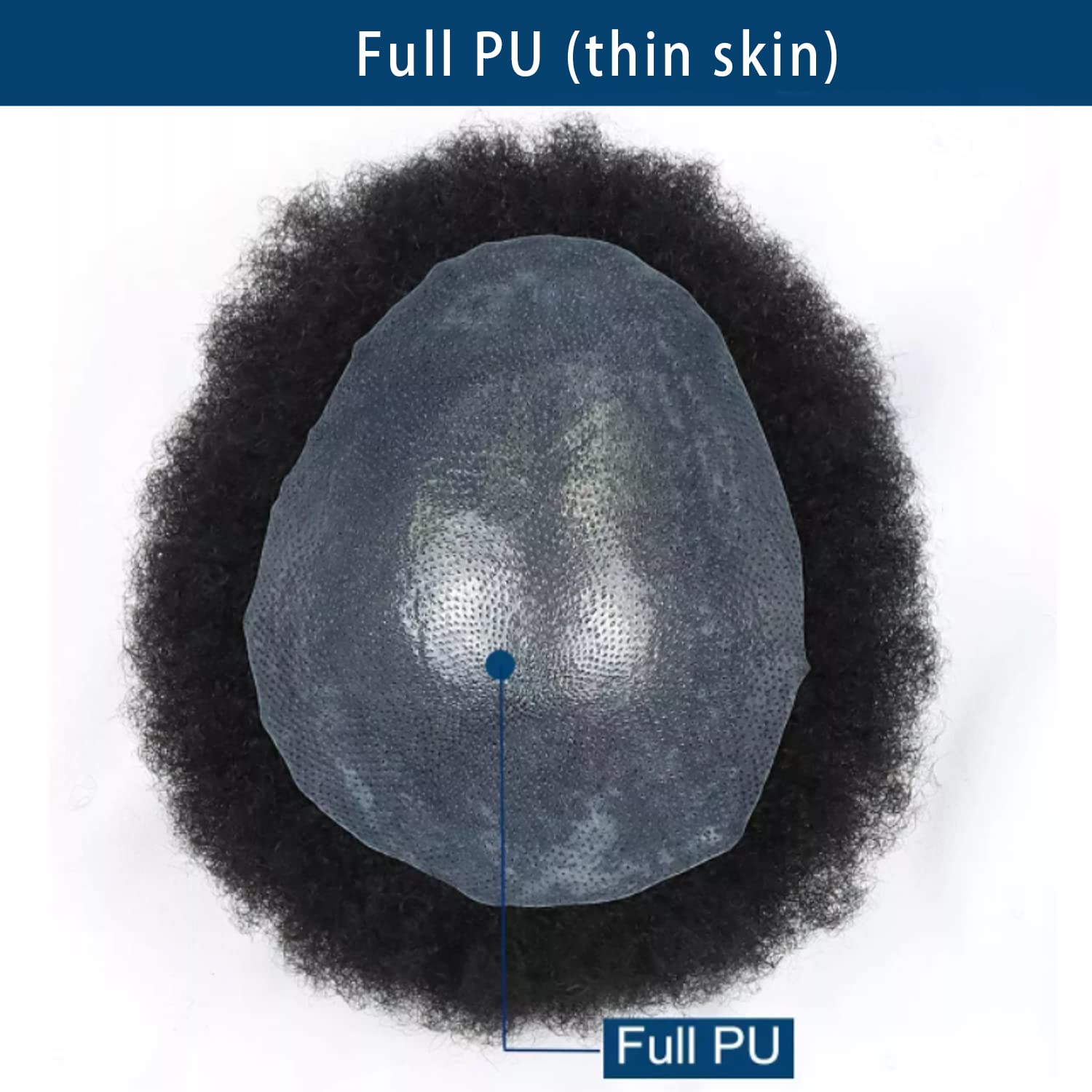 Afro Curly Toupee for Black Men - 120% Density Human Hair System - 8x10 Inch Full PU Skin Base - Natural Black Afro Curly Hairpiece for Men | Perfect for Daily Wear, Cosplay & Special Occasions