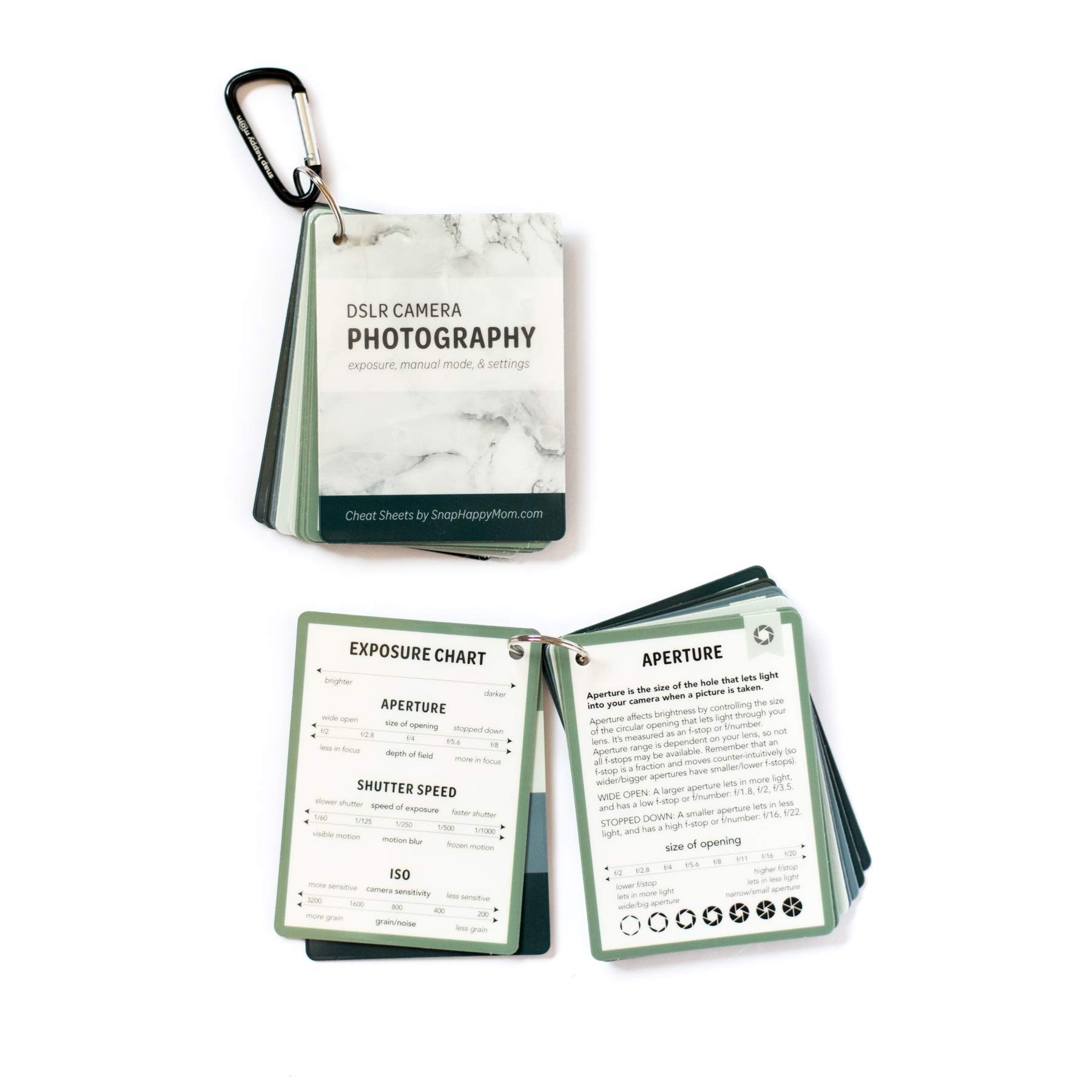 DSLR Cheat Sheet Cards for Canon, Nikon & Sony Cameras - Durable Plastic Quick Reference Photography Guide | Camera Settings, Exposure & Manual Mode Help | Perfect for Beginners & Outdoor Photography