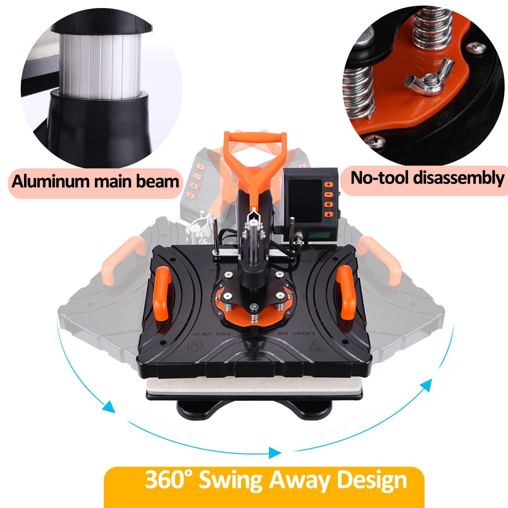 WOOKRAYS 8-in-1 Digital Heat Press Machine Combo | 12x15 Inch Multifunctional Sublimation Transfer Press | Swing Away T-Shirt, Hat, Mug & Plate Printing Machine | Perfect for DIY Crafts, Custom Apparel & Small Business Use