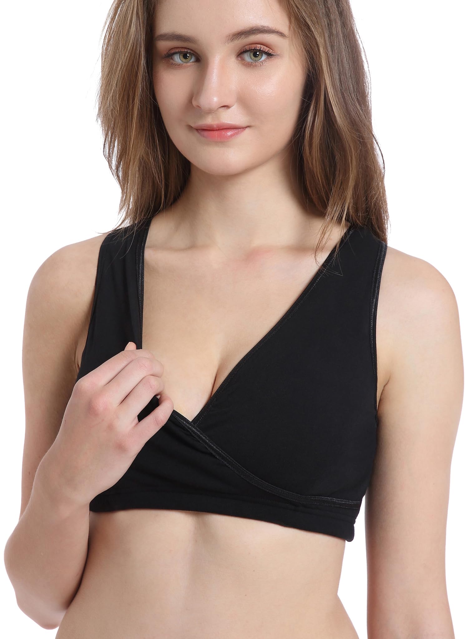 CAKYE 4 Pack Maternity Nursing Sleep Bras - Soft Cotton Breastfeeding Bralette for Comfort & Support - Perfect for Nighttime Nursing, Lounging & Postpartum Recovery