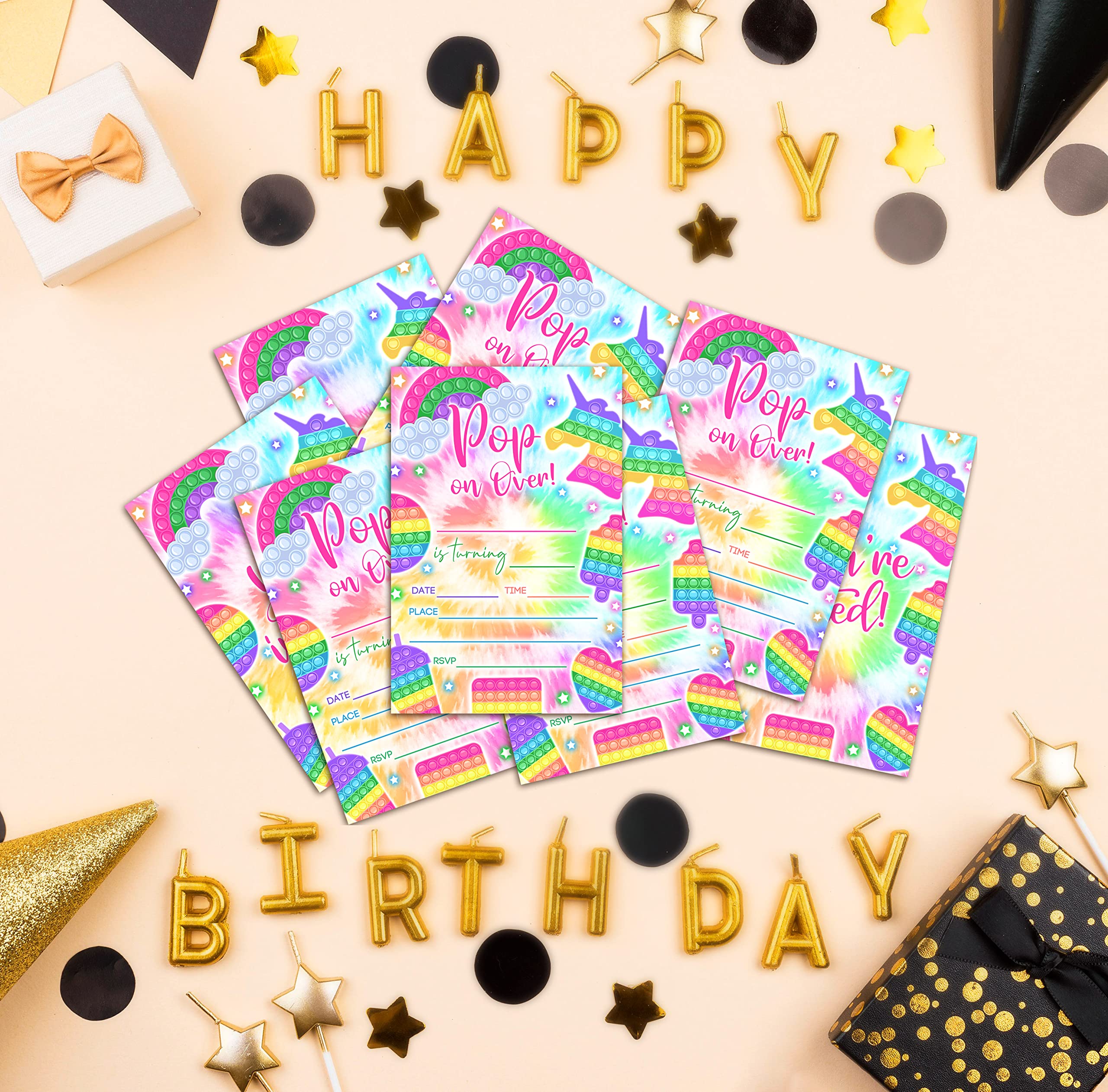 Lesixur Kids Birthday Party Invitation Cards - 20 Personalized Rainbow Horse Pop-Up Invites with Envelopes for Girls & Boys | Perfect for Birthday Celebrations, Teen Parties & Special Events (IN019)
