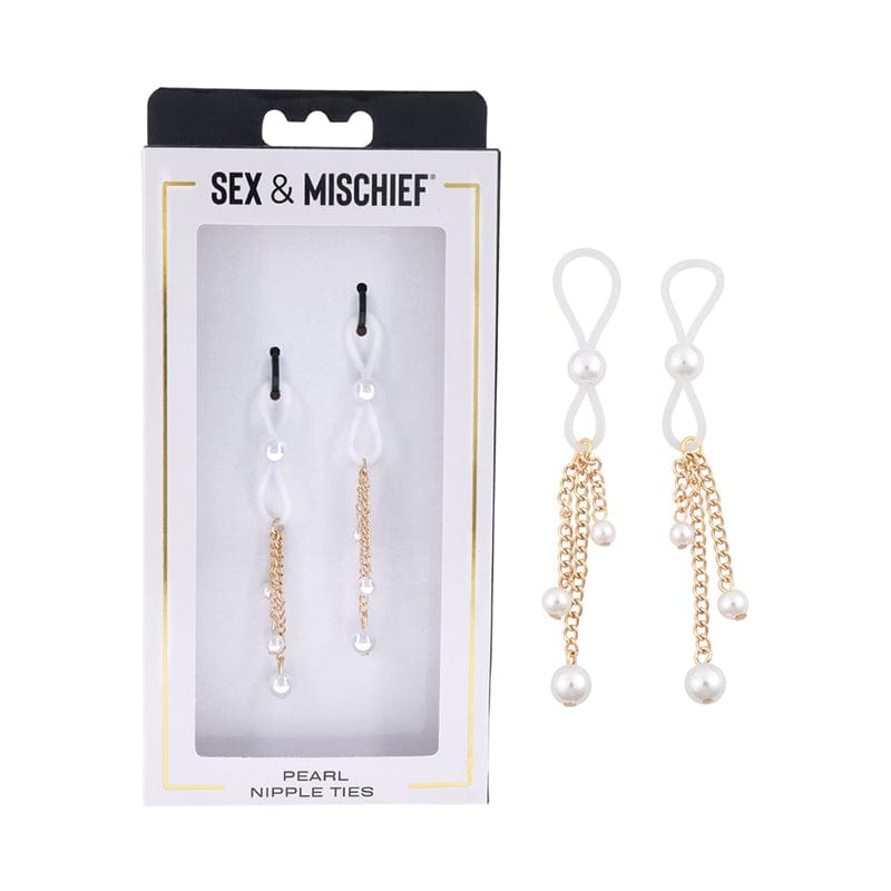 S&M Pearl Nipple Clamps - Adjustable Nipple Jewelry for BDSM Play, Sensual Bondage & Fetish Accessories - Perfect for Couples Play, Adult Toys & Erotic Accessories