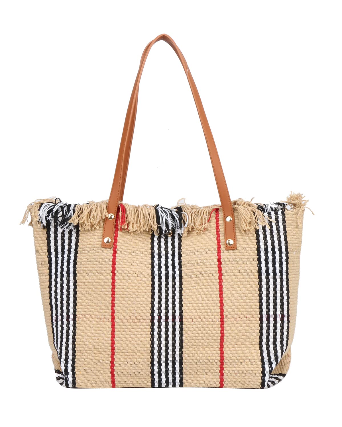 Stylish Large Woven Tote Bag for Women with Zipper & Tassel - Perfect Beach Bag, Summer Shoulder Bag for Travel, Vacation, Shopping & Daily Use