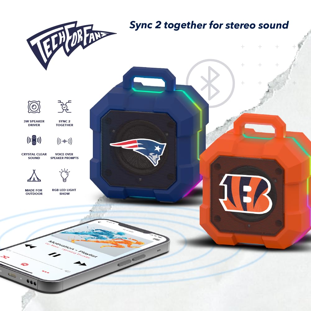SOAR NCAA Unisex Shockbox LED Wireless Bluetooth Speaker - Portable Waterproof Speaker for Outdoor, Party, Travel & Home Use