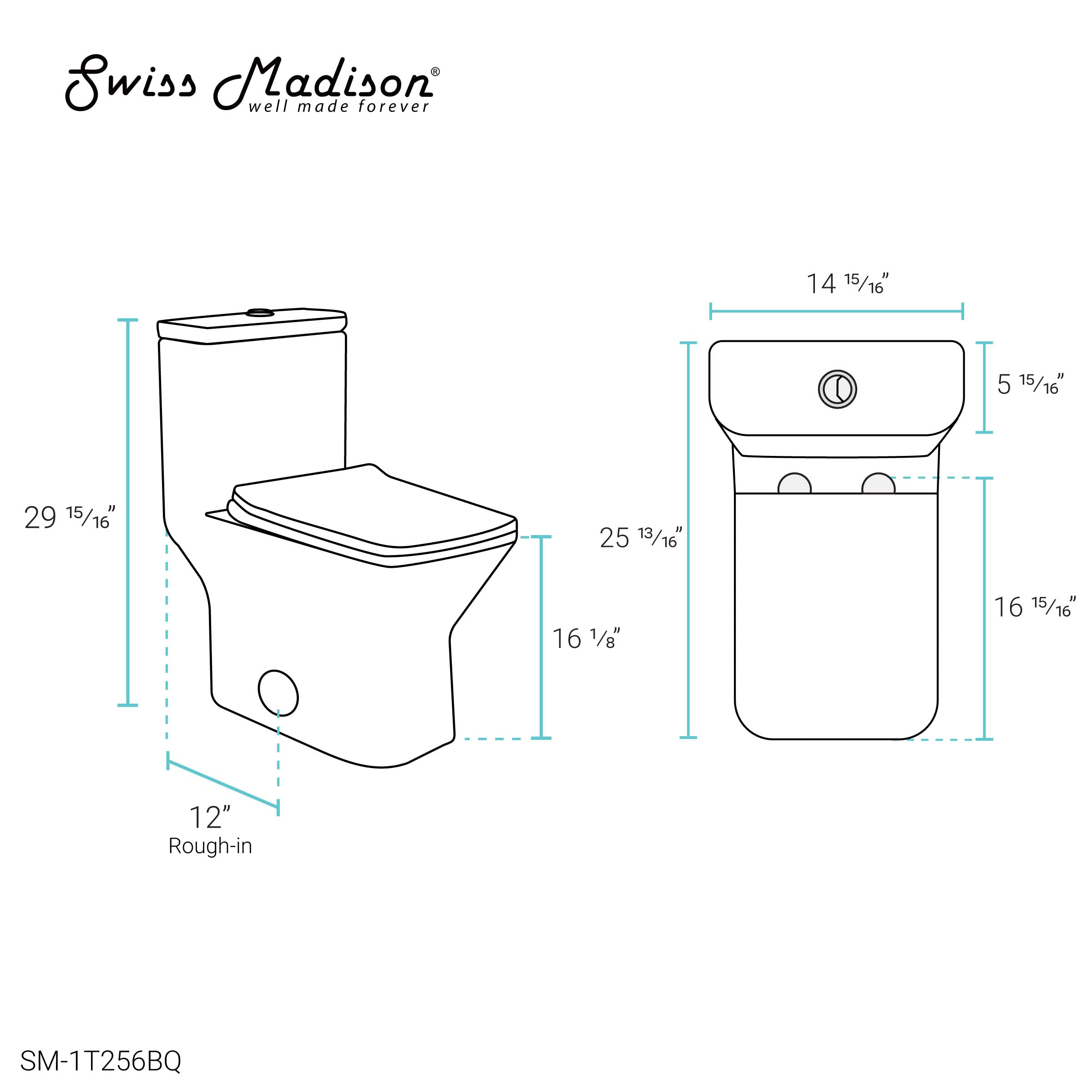 Swiss Madison SM-1T256 Carre Modern One-Piece Square Toilet - Dual Flush 1.1/1.6 GPF - Compact Bathroom Toilet in Bisque | Perfect for Small Bathrooms & Contemporary Home Decor
