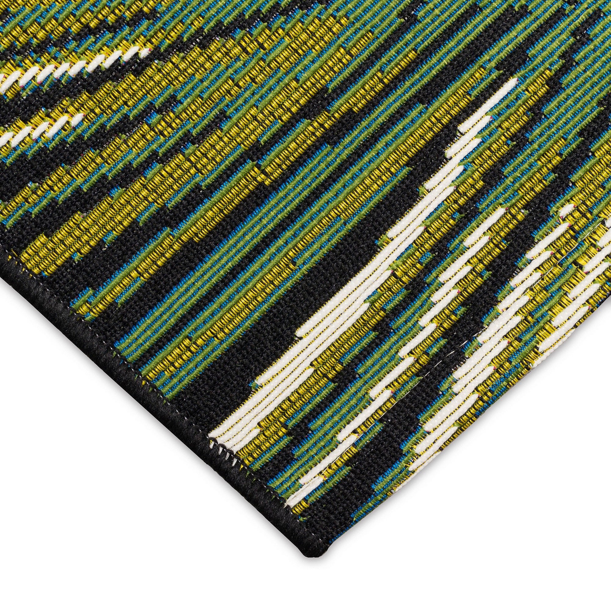 Liora Manne Marina Palm Border Indoor/Outdoor Rug - Black | Non-Slip Boho Area Rug for Living Room, Patio, Bedroom & Balcony | Waterproof & Durable Decor Mat