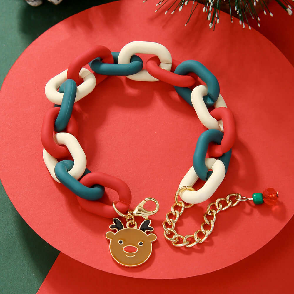 Santa Claus Acrylic Link Holiday Christmas Bracelet | D1045 | Perfect for Christmas Parties, Gift Exchanges & Festive Accessories