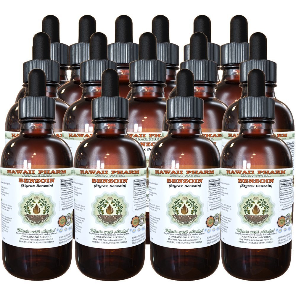 Benzoin Alcohol-Free Liquid Extract (Styrax Benzoin) - Natural Herbal Supplement by Hawaii Pharm - 4 oz (Pack of 15) - Perfect for Aromatherapy, Skin Care & DIY Beauty Products