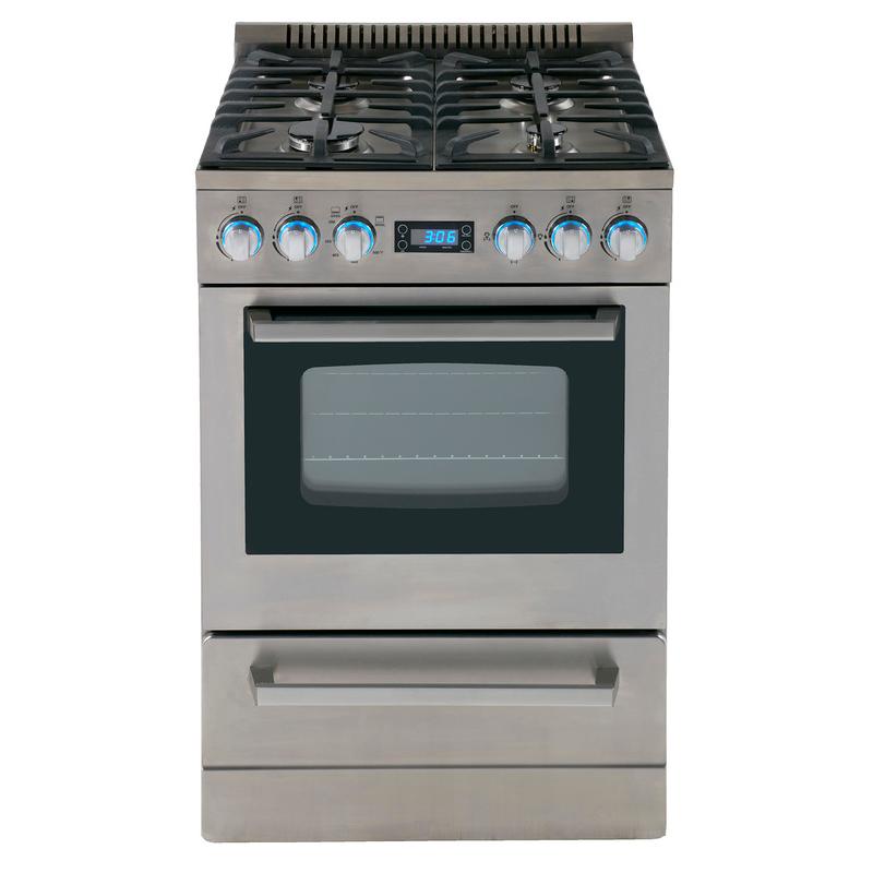 Avanti 24 Inch Elite Freestanding Gas Range - DGR24P3S | Professional Stainless Steel Stove with 4 Sealed Burners & Convection Oven | Perfect for Home Kitchens & Restaurant Use