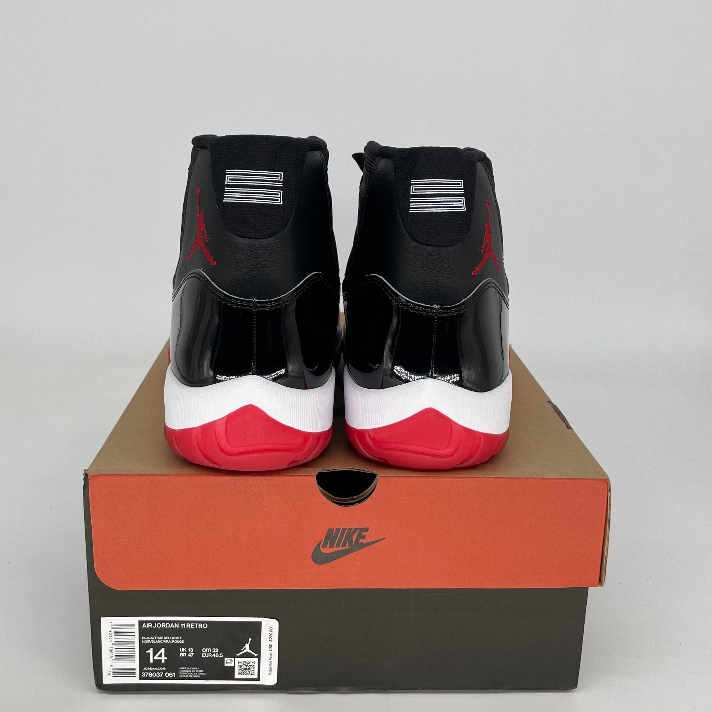 Original Air Jordan 11 Retro 'Bred' Basketball Shoes - Men's Size 14 (378037-061) - Perfect for Court Performance & Sneaker Collectors